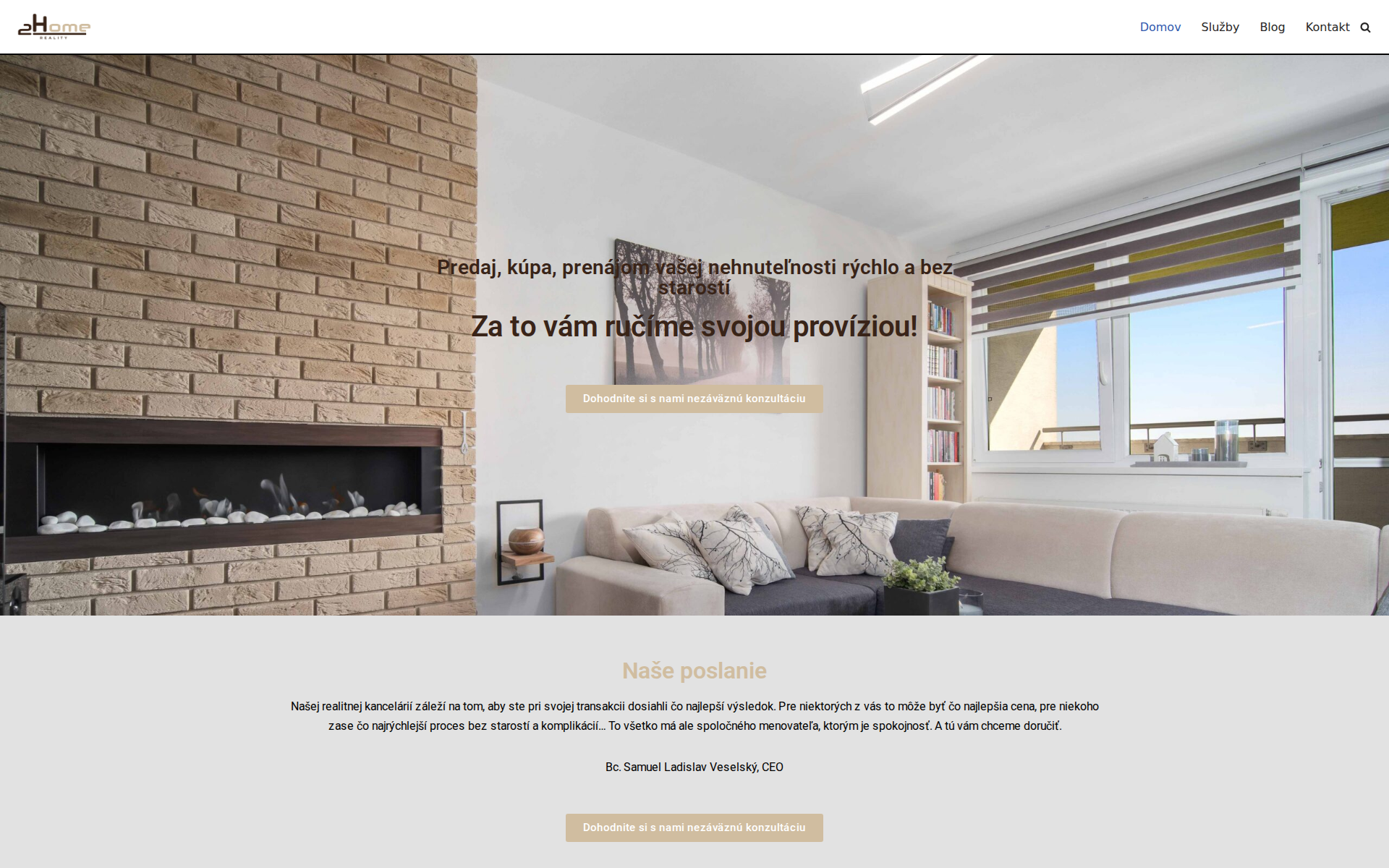 Náhľad webu 2homereality.sk