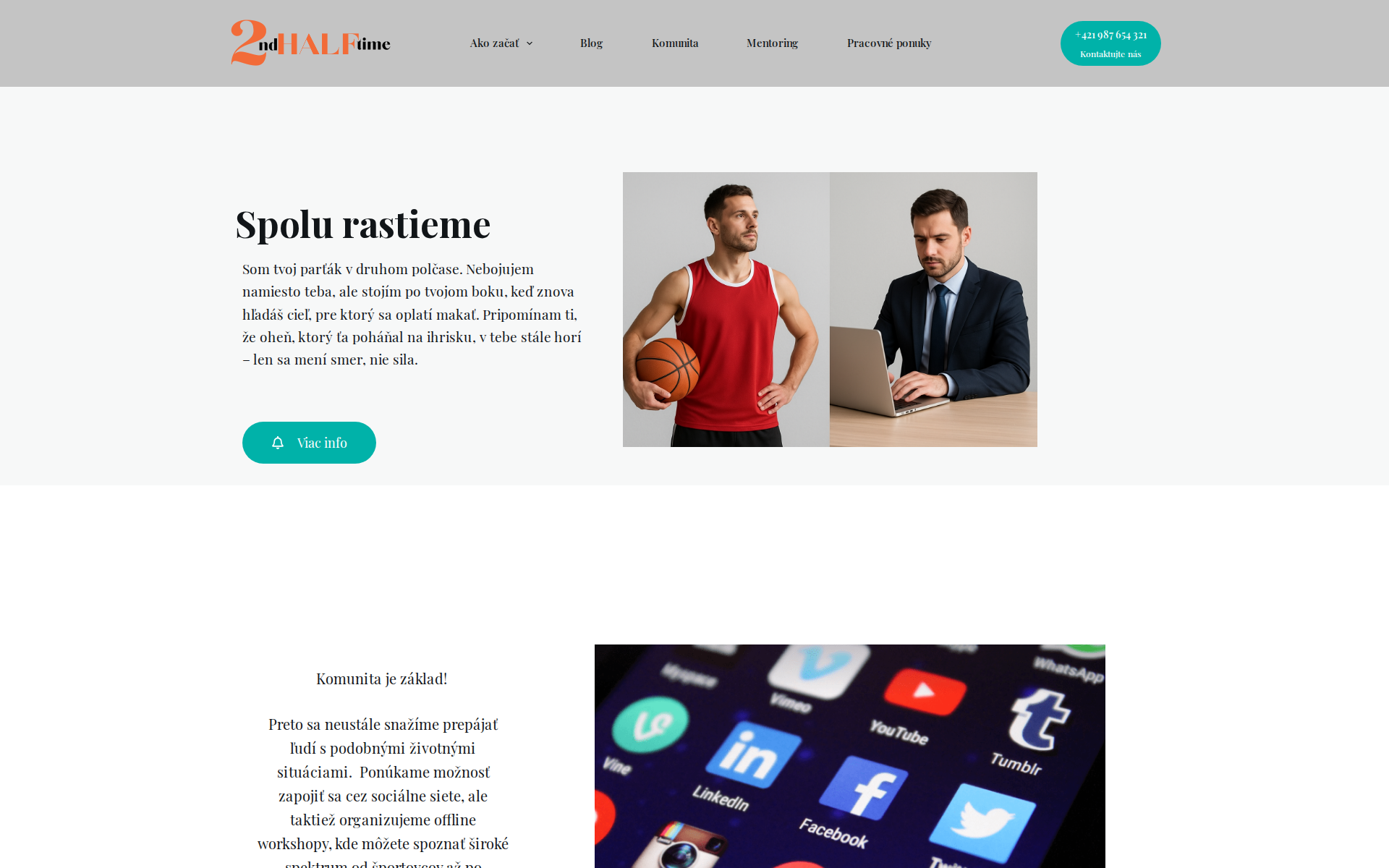 Náhľad webu 2ndhalftime.sk