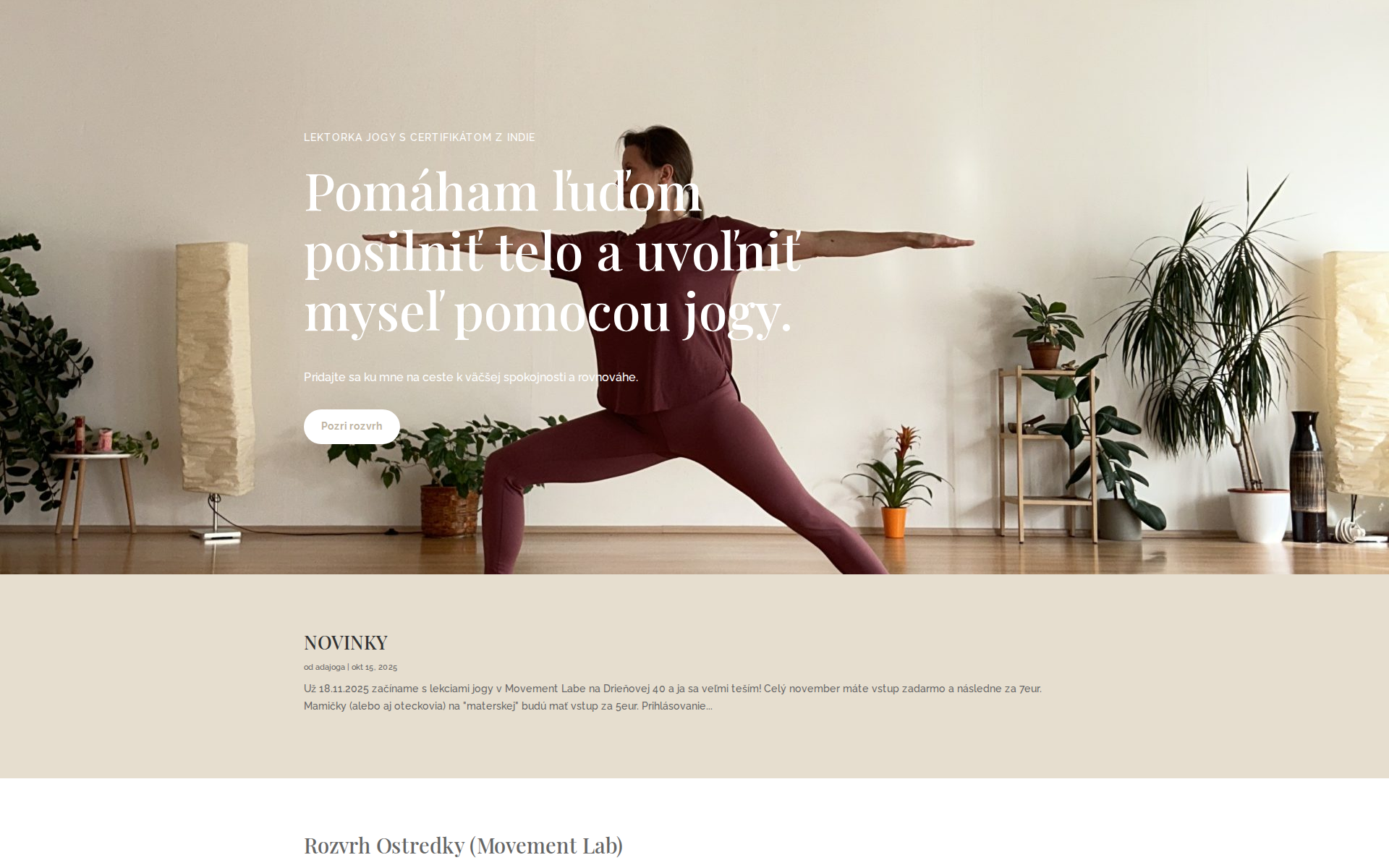 Náhľad webu adajoga.sk