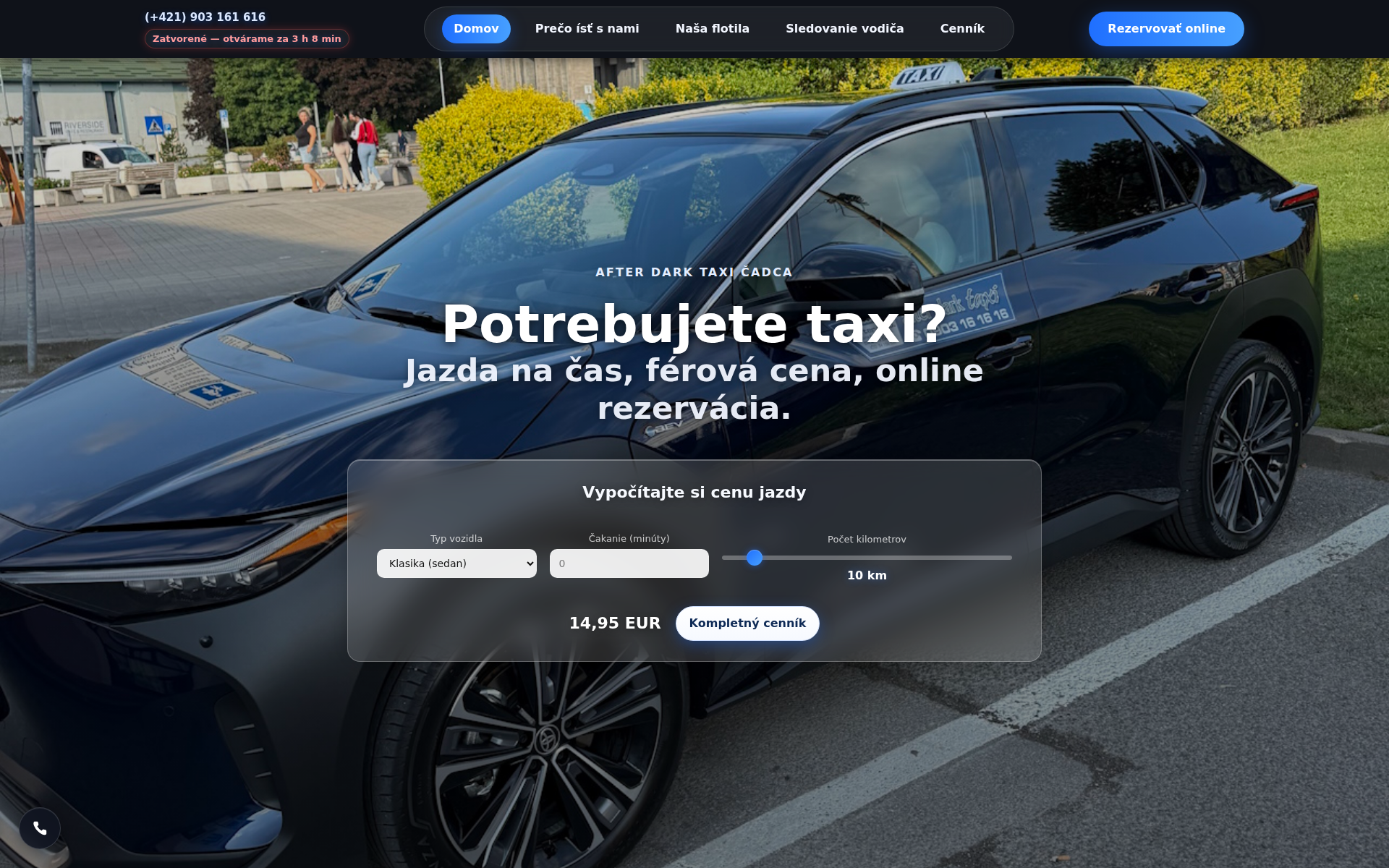 Náhľad webu afterdarktaxi.sk
