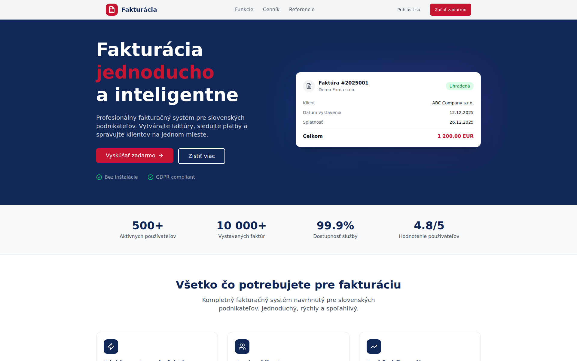 Náhľad webu aifaktura.sk