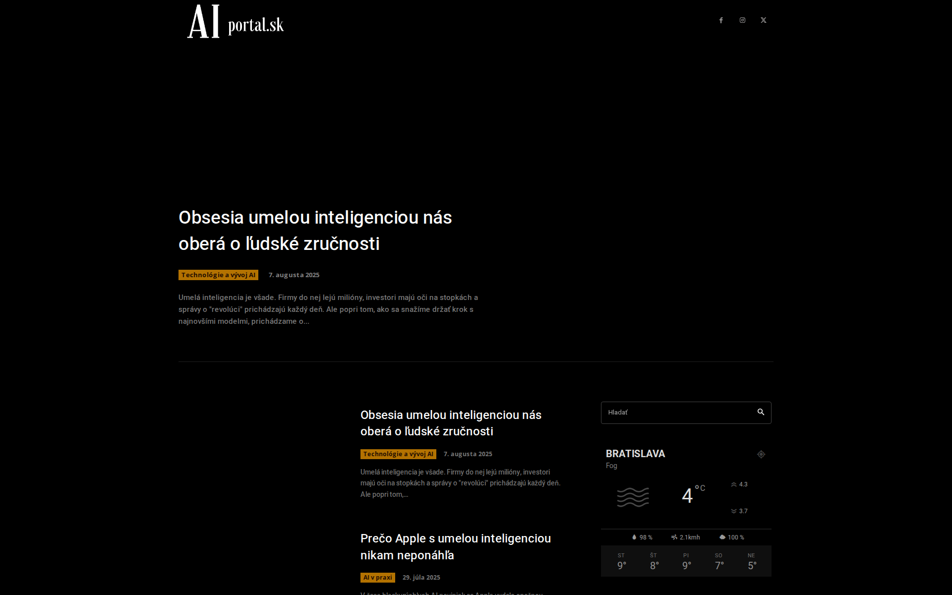 Náhľad webu aiportal.sk