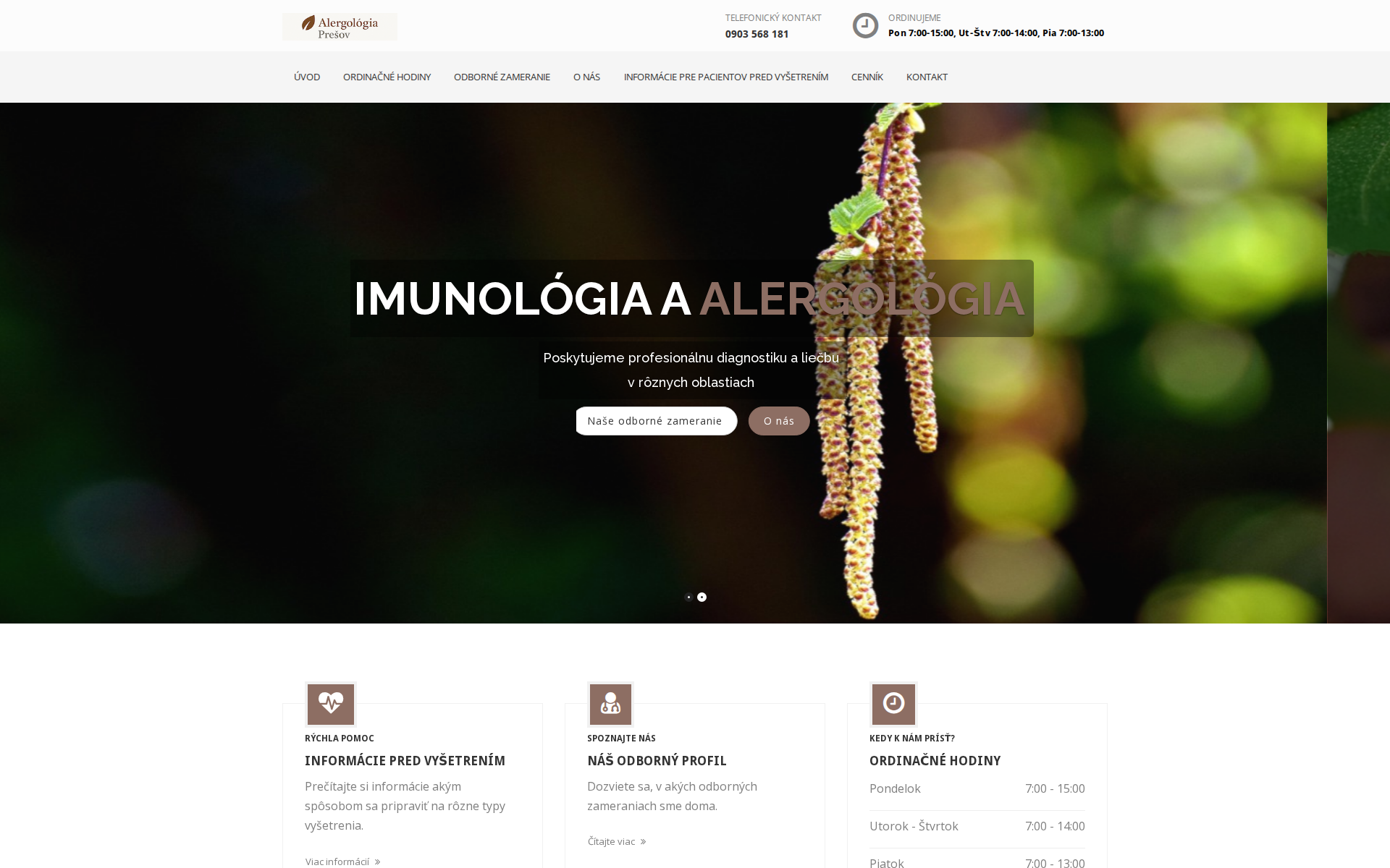 Náhľad webu alergologiapresov.sk