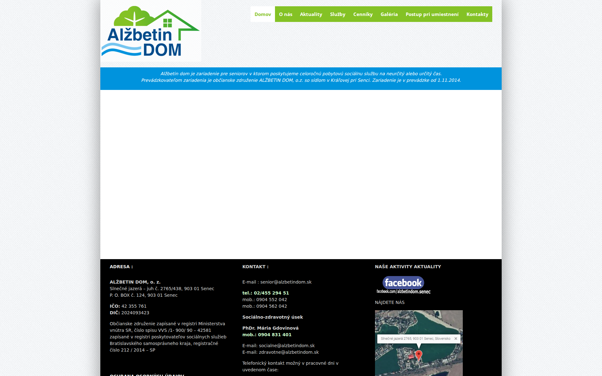 Náhľad webu alzbetindom.sk