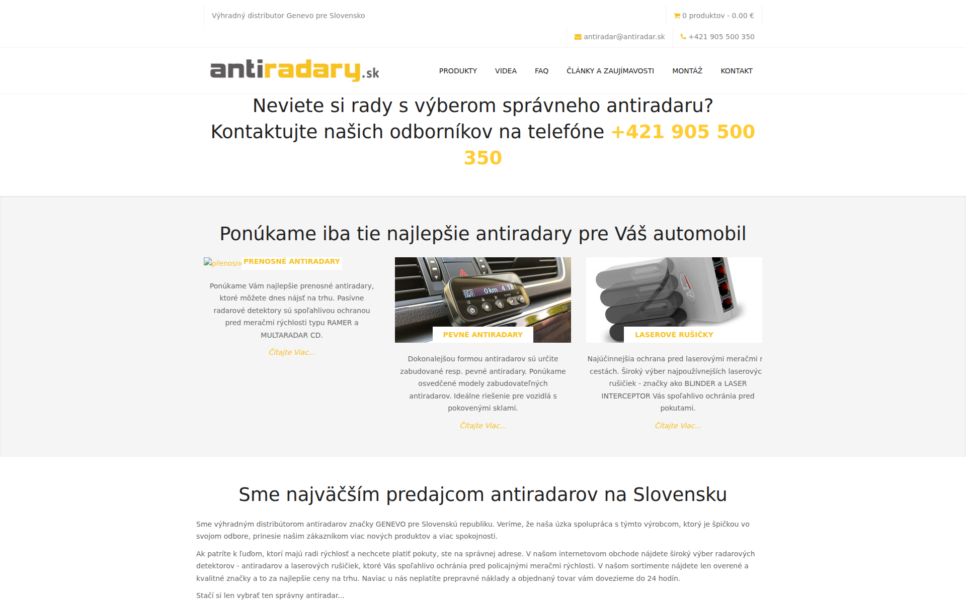 Náhľad webu antiradary.sk