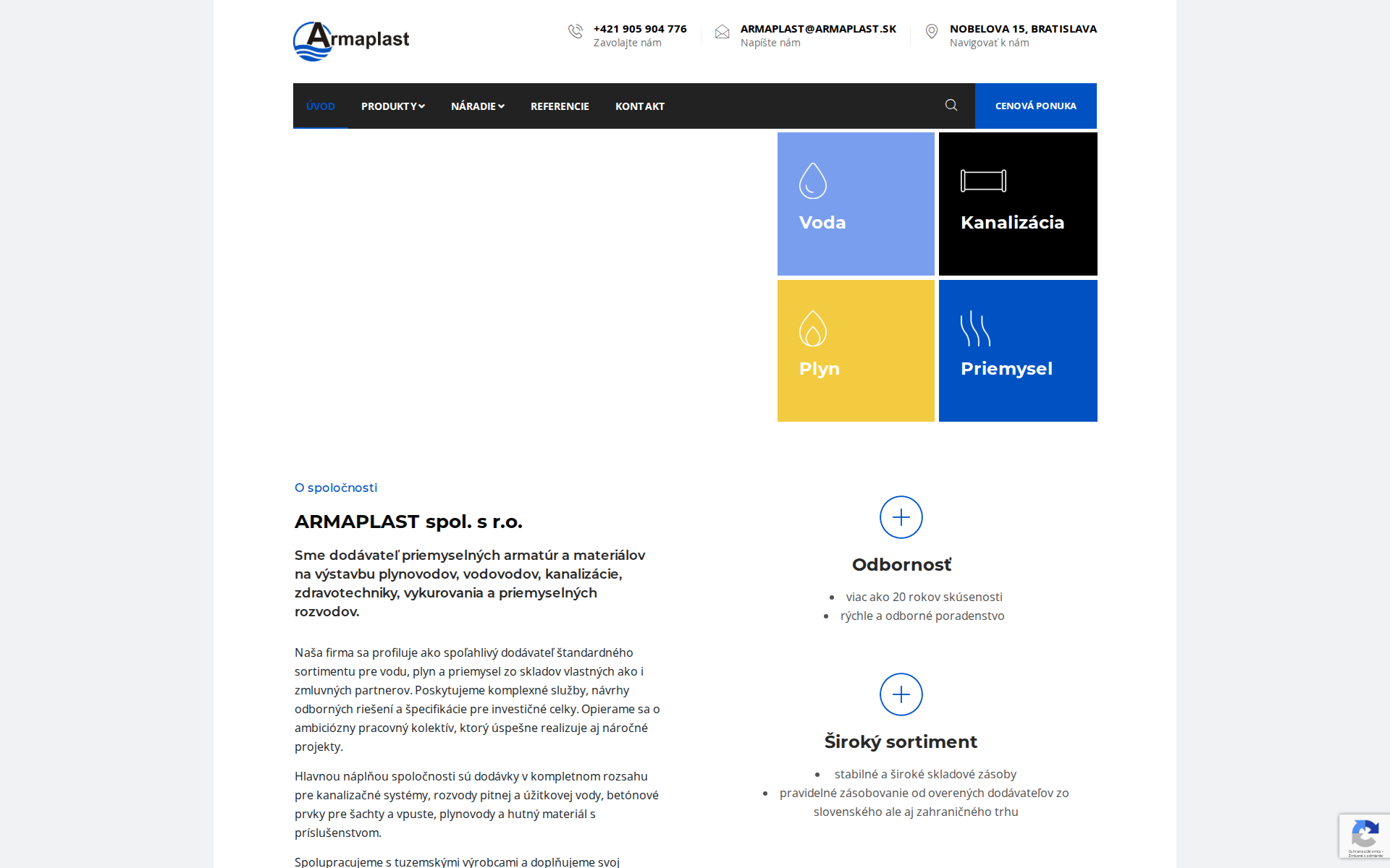 Náhľad webu armaplast.sk