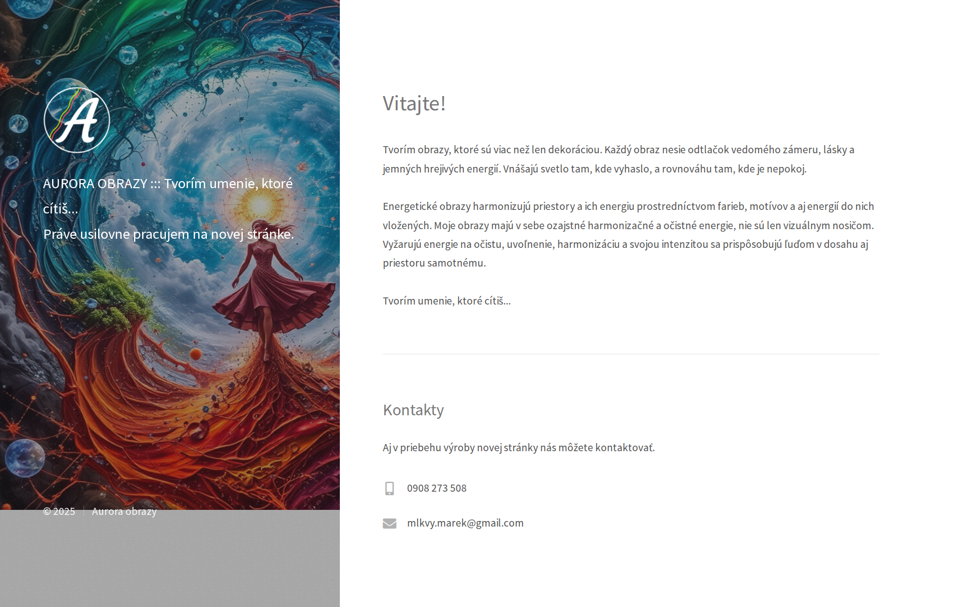 Náhľad webu auroraobrazy.sk