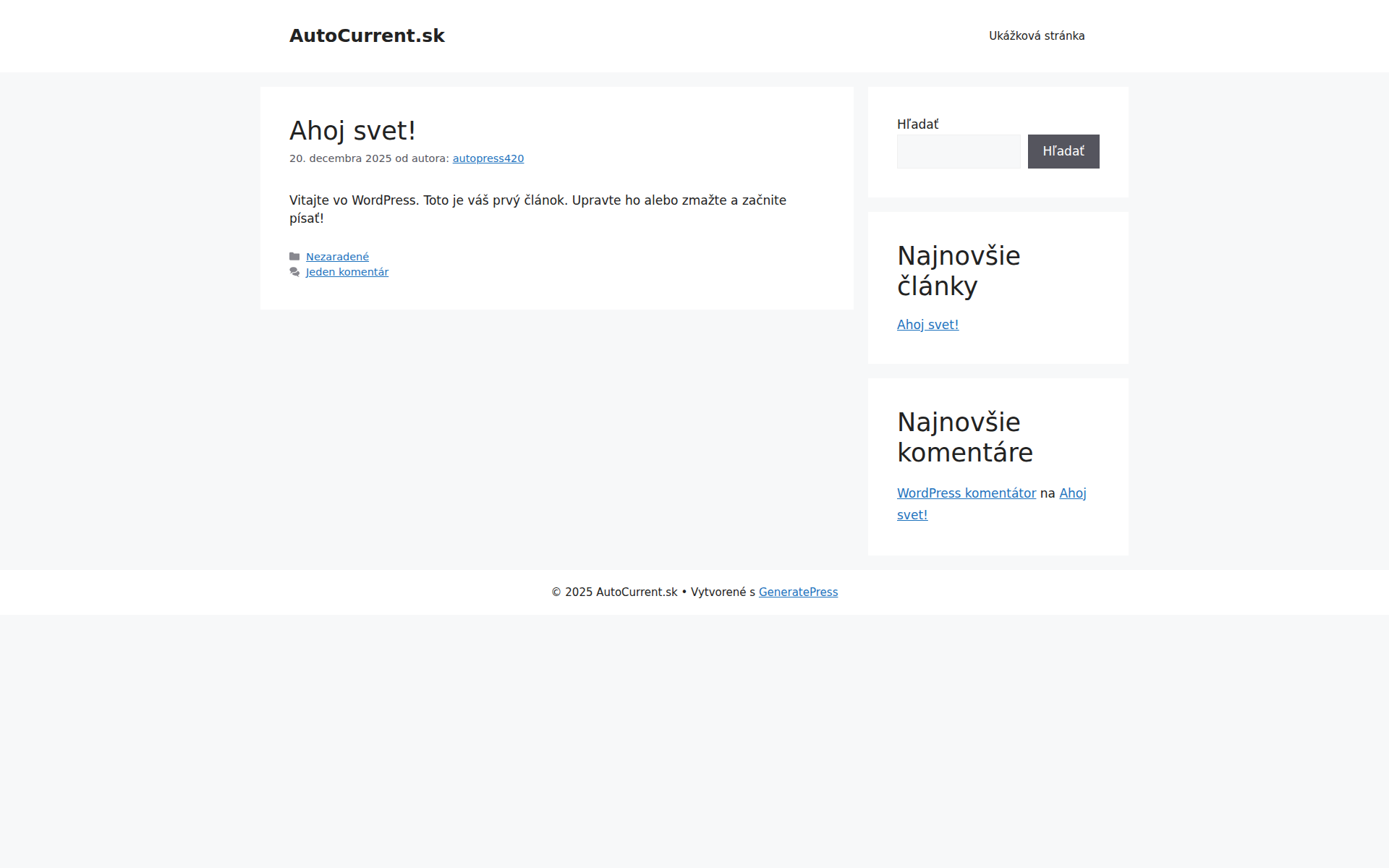 Náhľad webu autocurrent.sk
