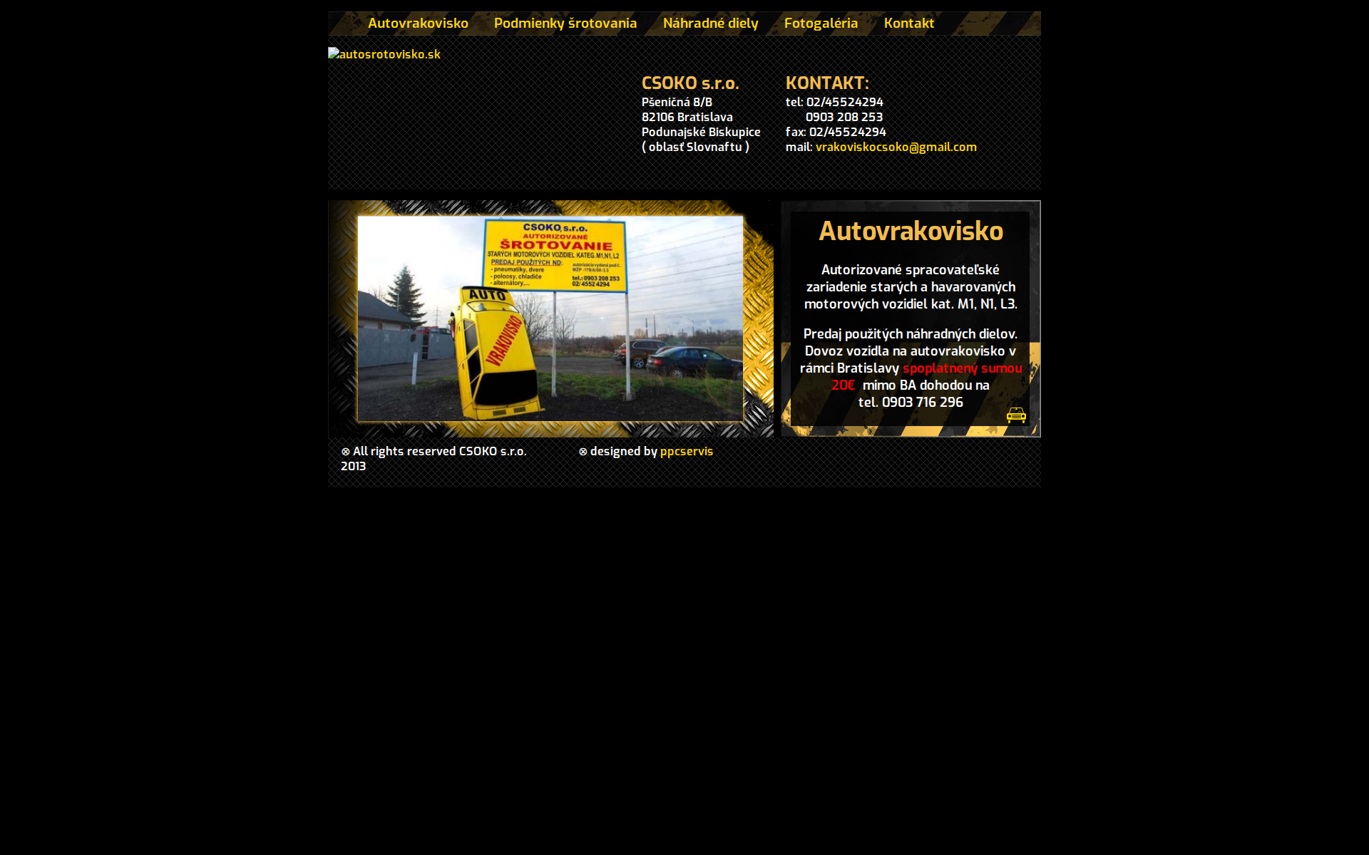 Náhľad webu autosrotovisko.sk