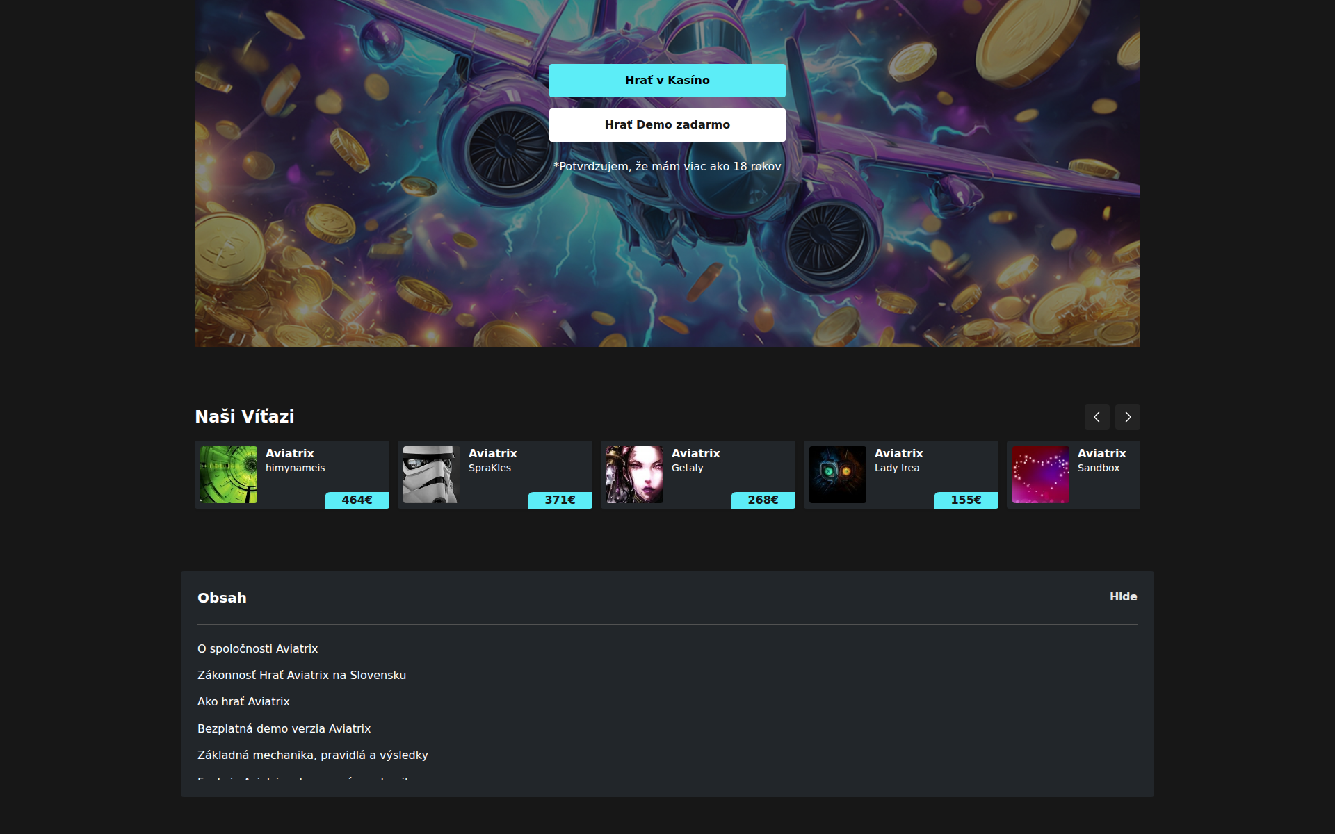 Náhľad webu aviatrix-slot.sk