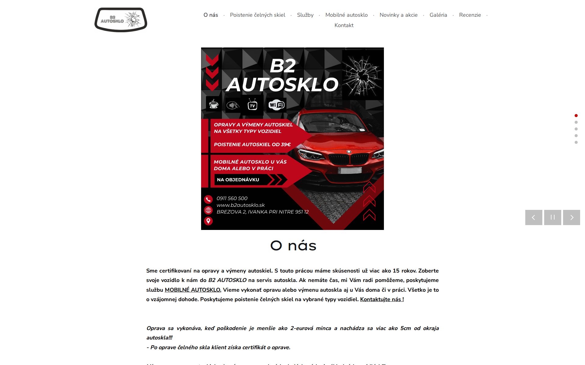 Náhľad webu b2autosklo.sk