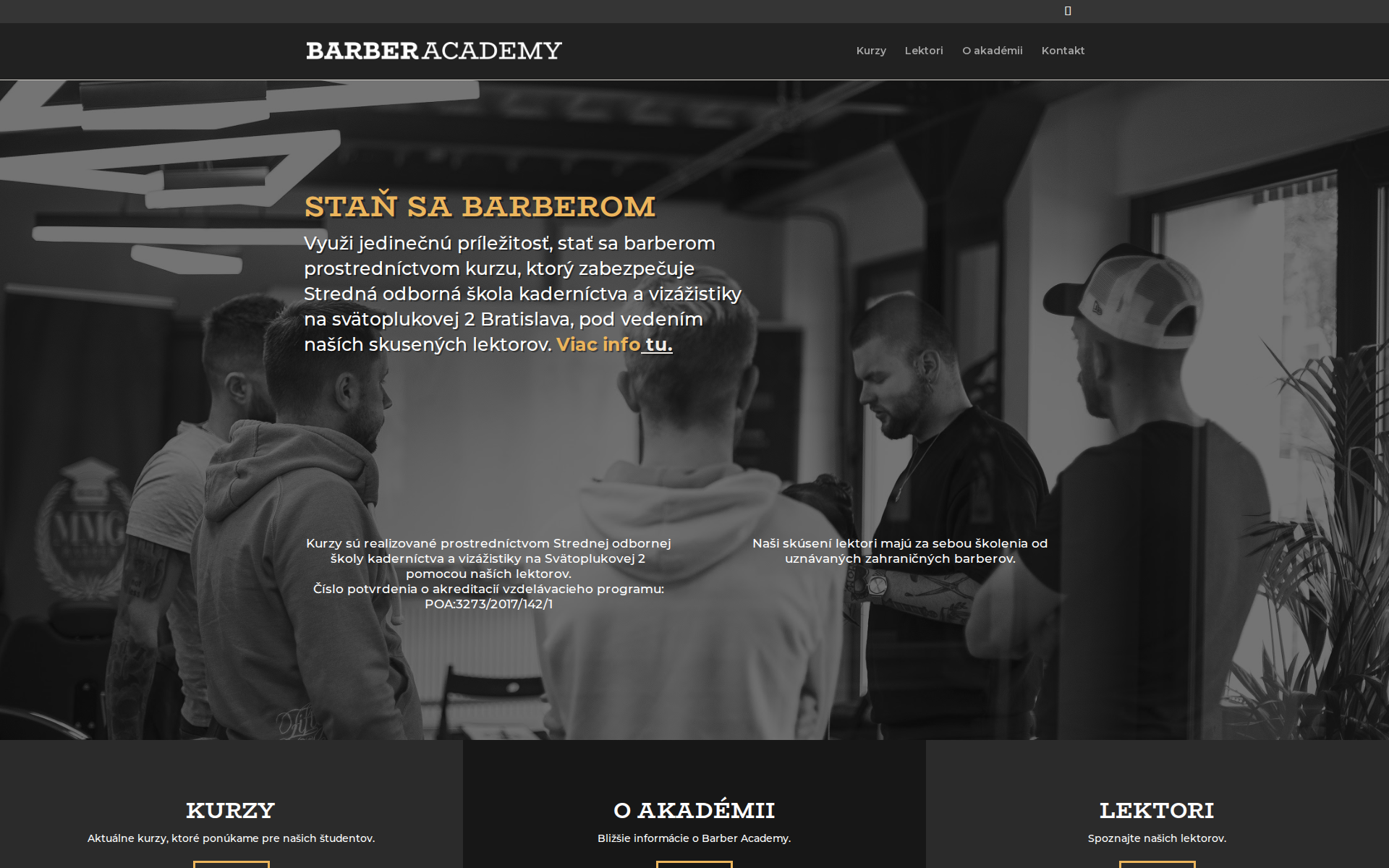Náhľad webu barberacademy.sk