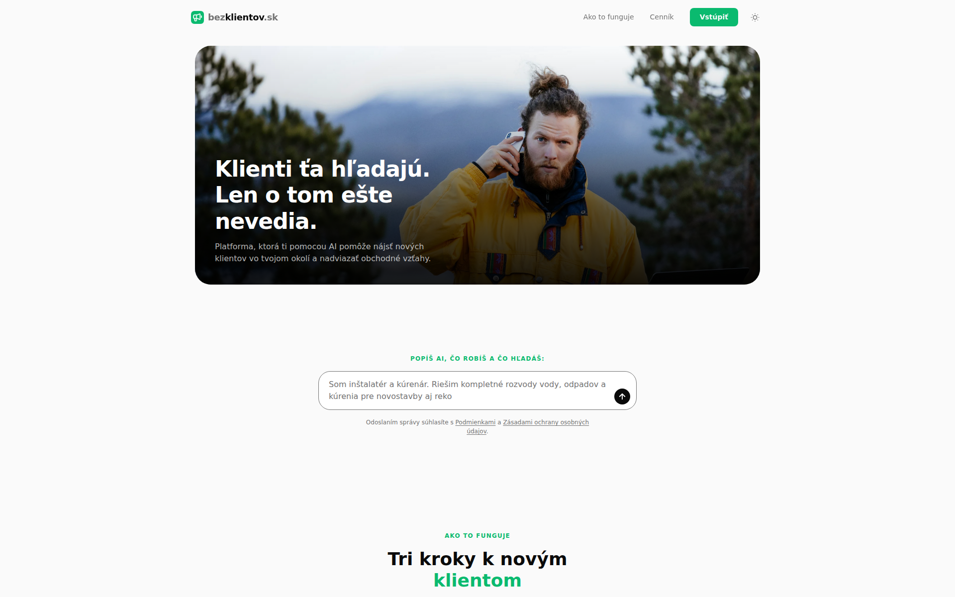 Náhľad webu bezklientov.sk