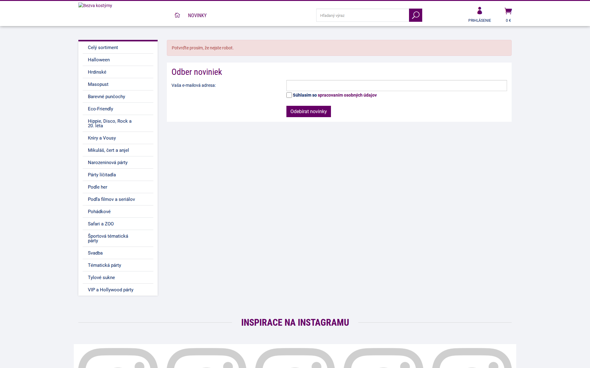 Náhľad webu bezva-kostymy.sk