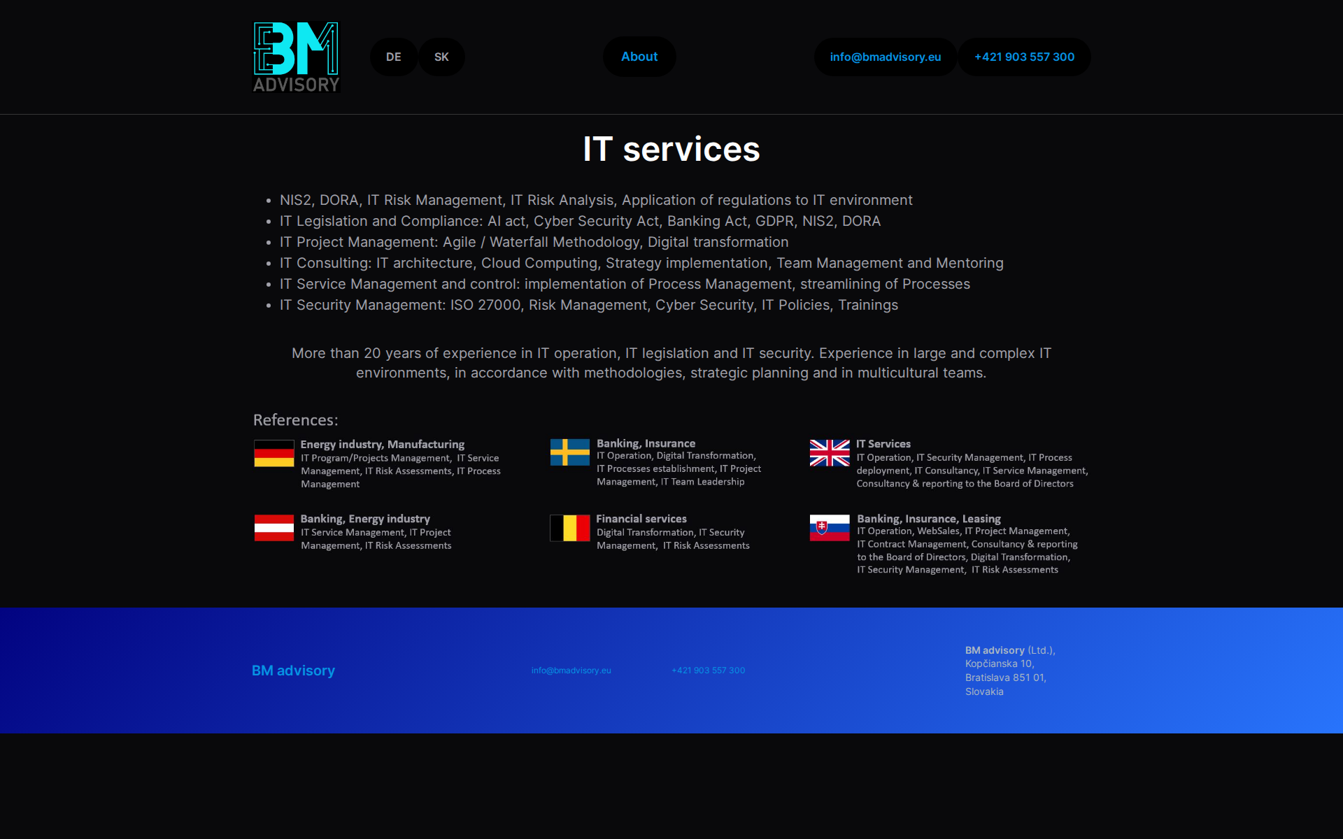 Náhľad webu bmadvisory.sk