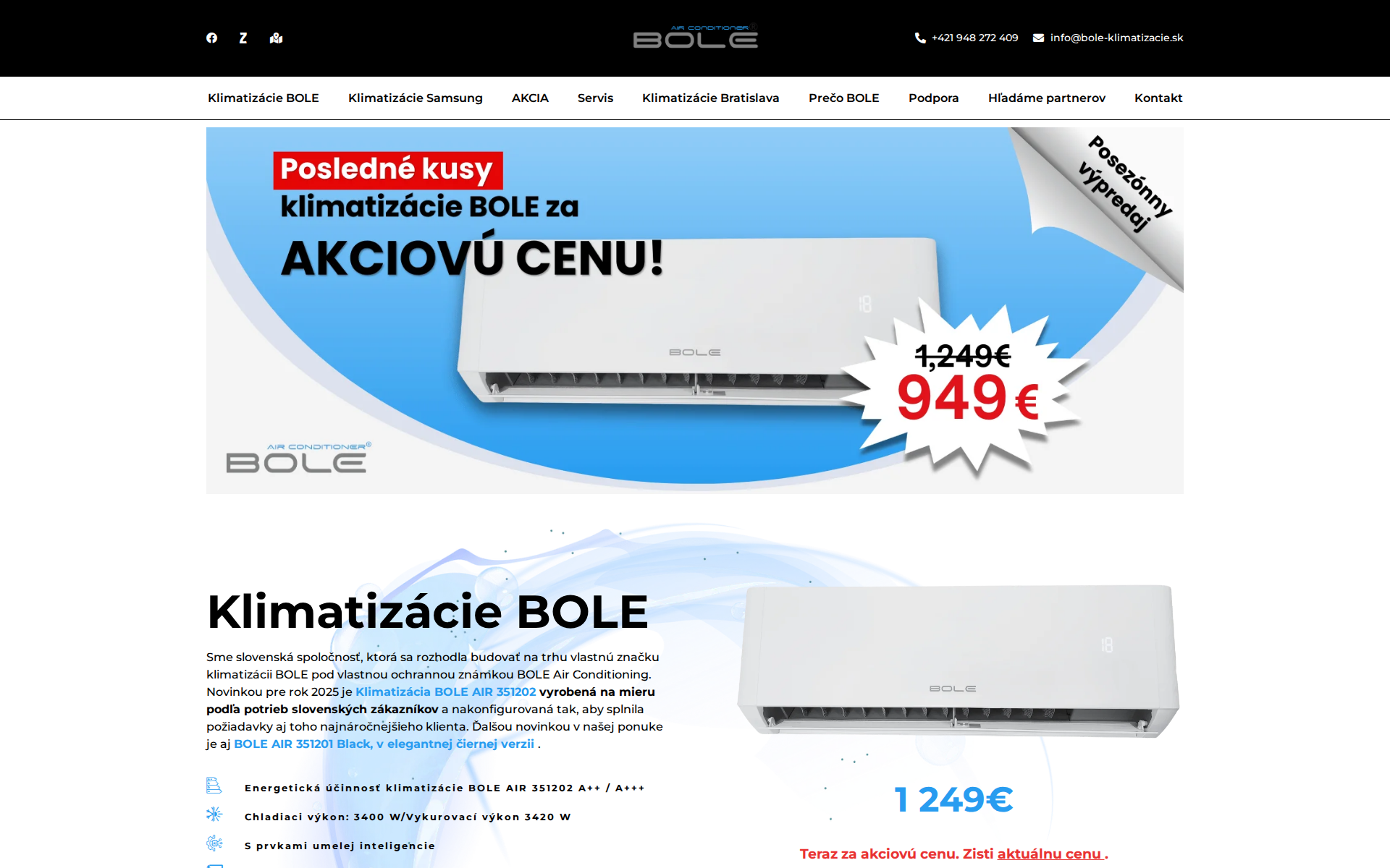 Náhľad webu bole-klimatizacie.sk