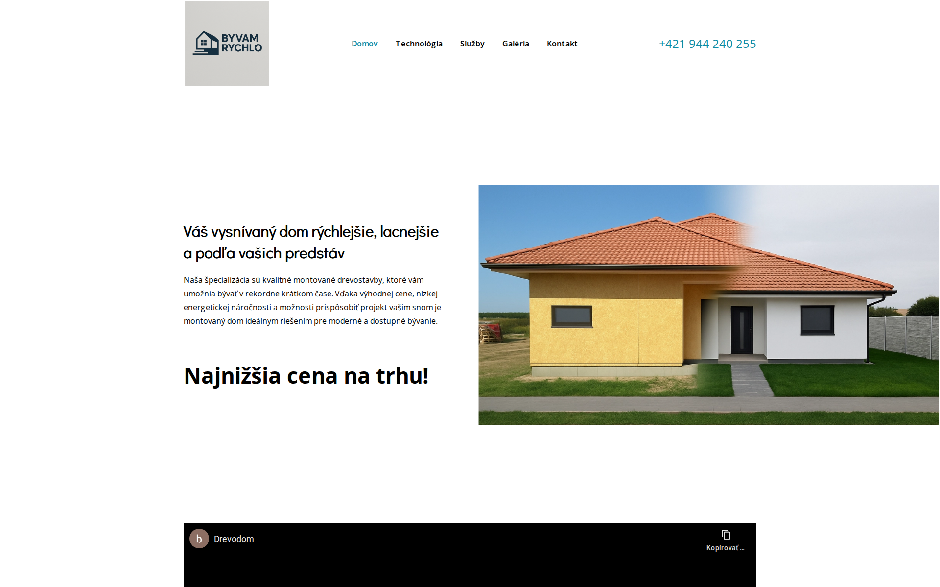 Náhľad webu byvamrychlo.sk