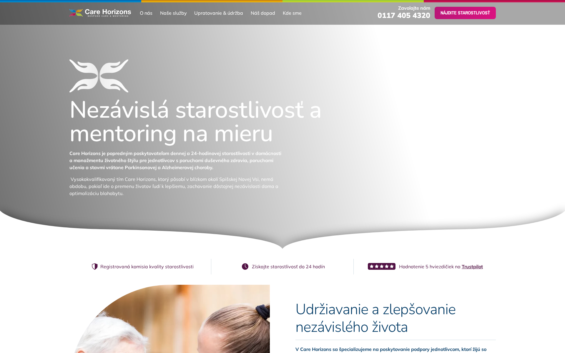 Náhľad webu carehorizons.sk