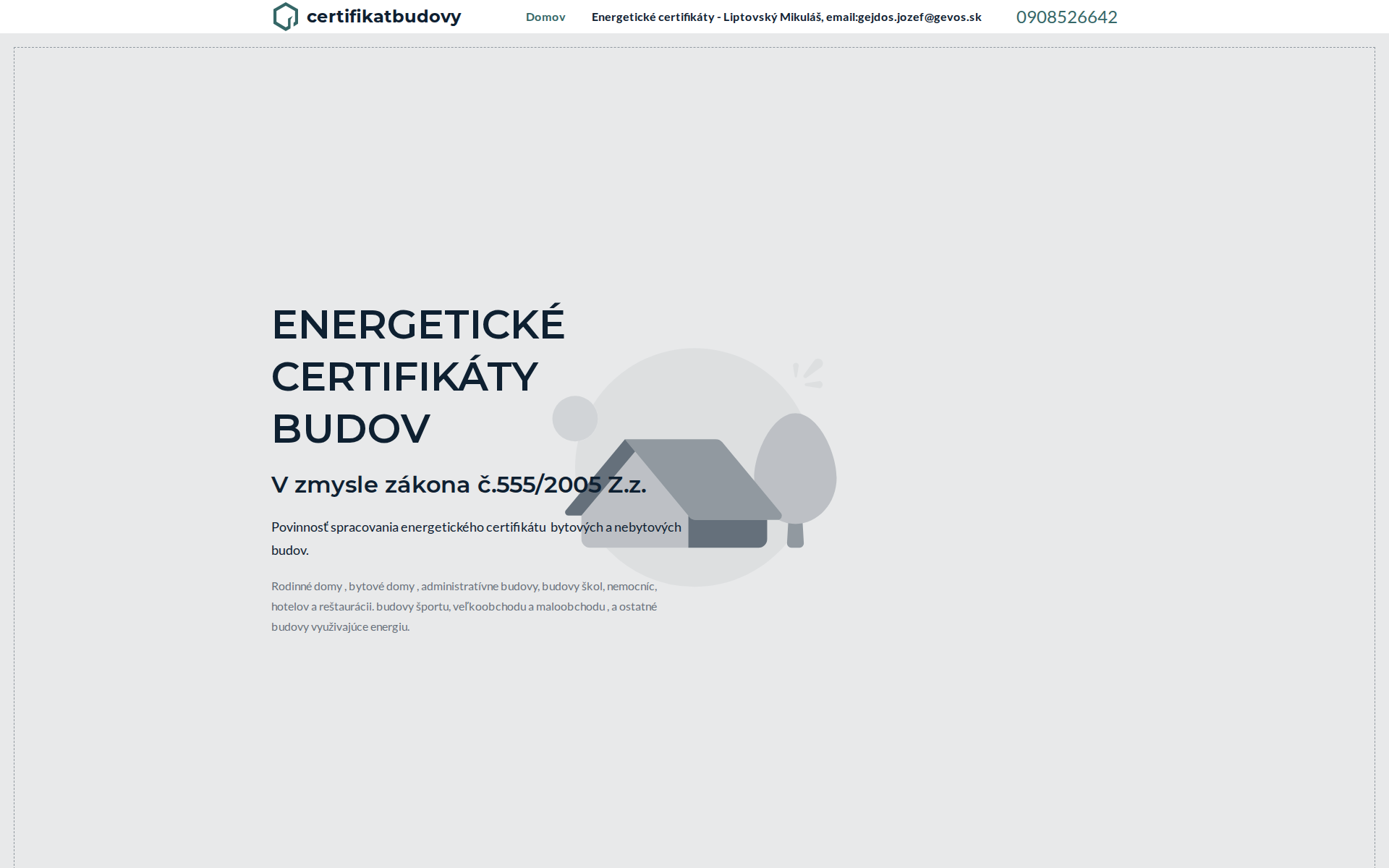 Náhľad webu certifikatbudovy.sk