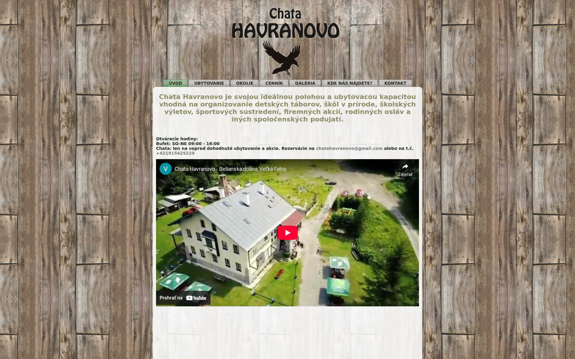 Náhľad webu chatahavranovo.sk