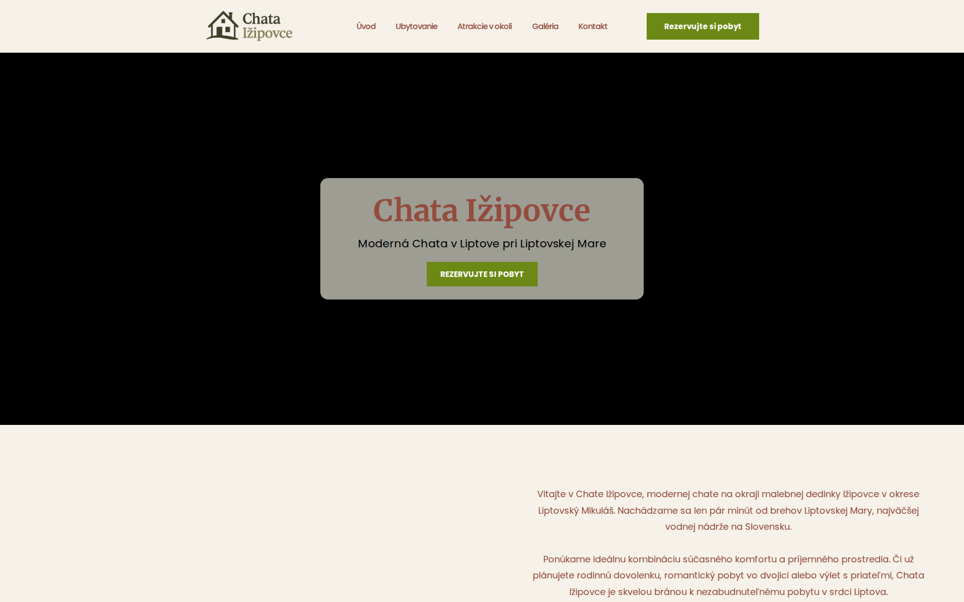 Náhľad webu chataizipovce.sk