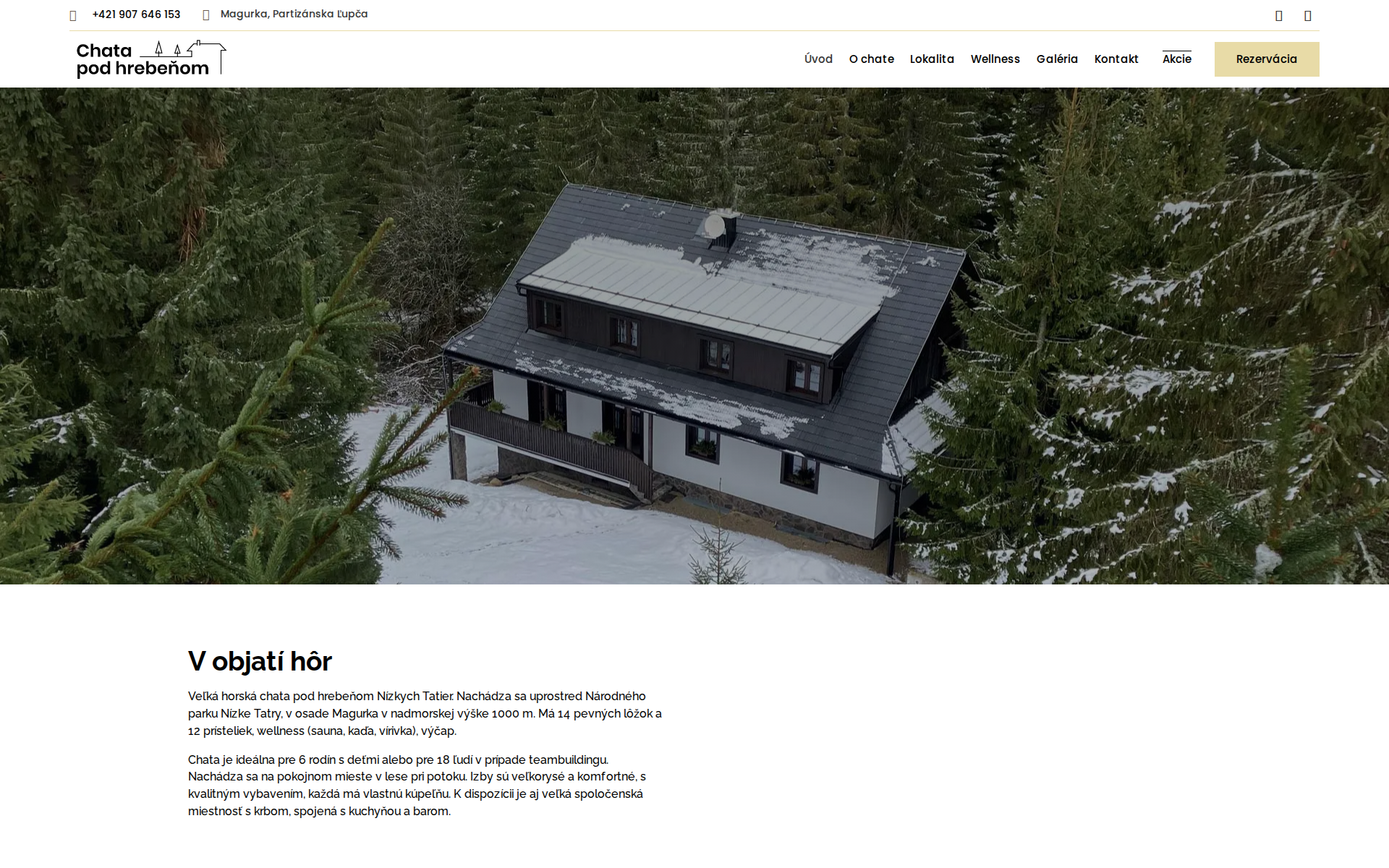 Náhľad webu chatapodhrebenom.sk