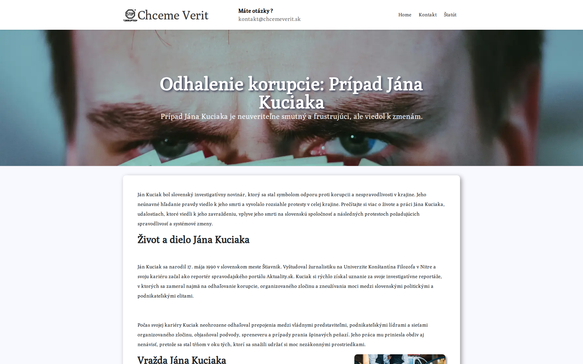 Náhľad webu chcemeverit.sk