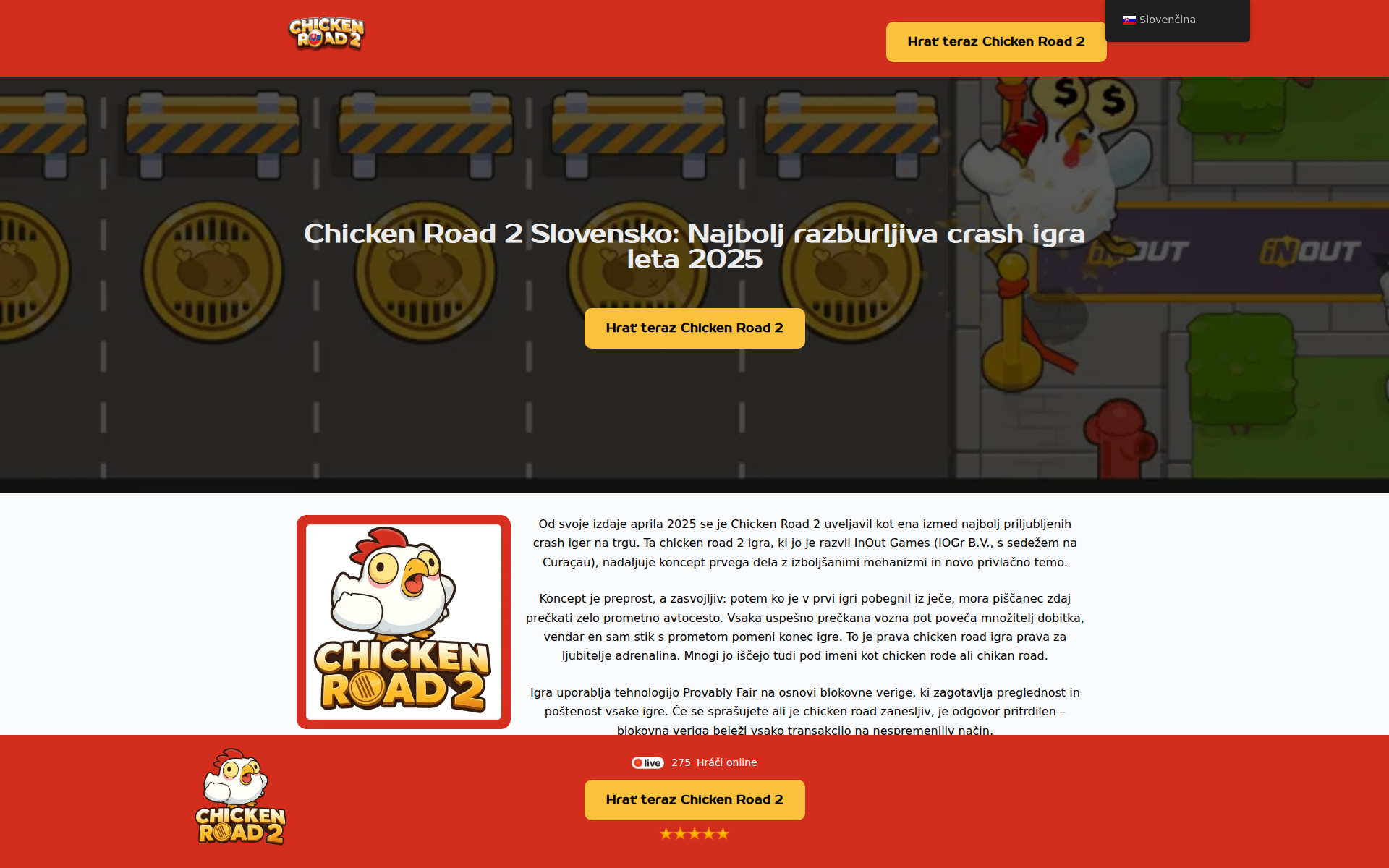 Náhľad webu chickenroad2-slovensko.sk