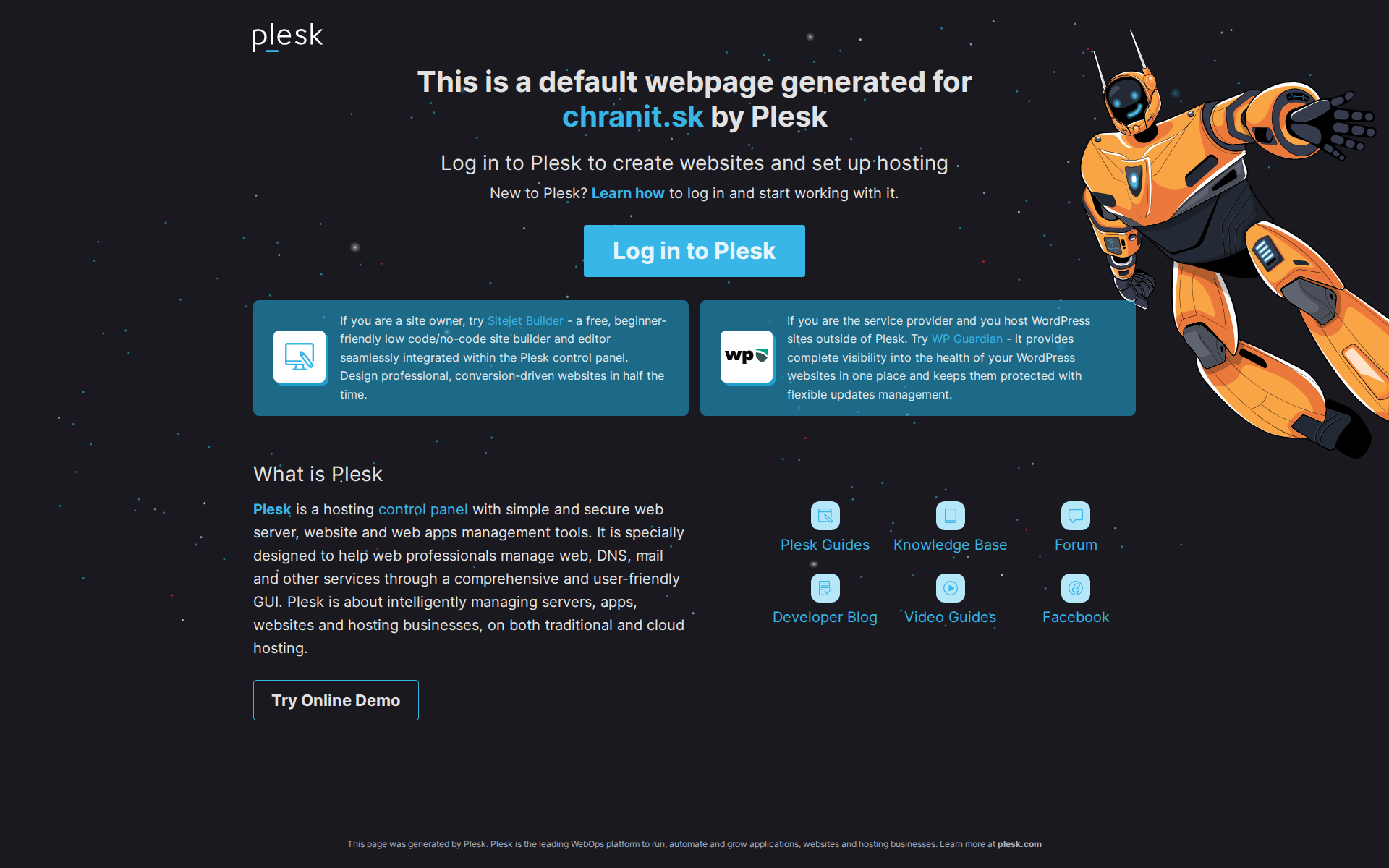 Náhľad webu chranit.sk