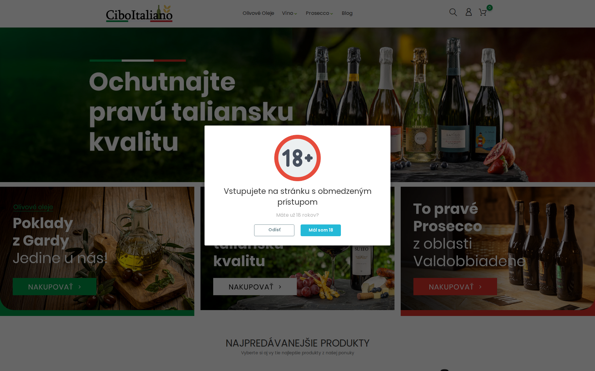 Náhľad webu ciboitaliano.sk