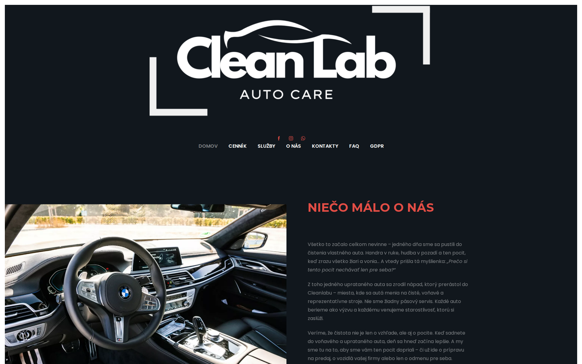 Náhľad webu cleanlabcar.sk