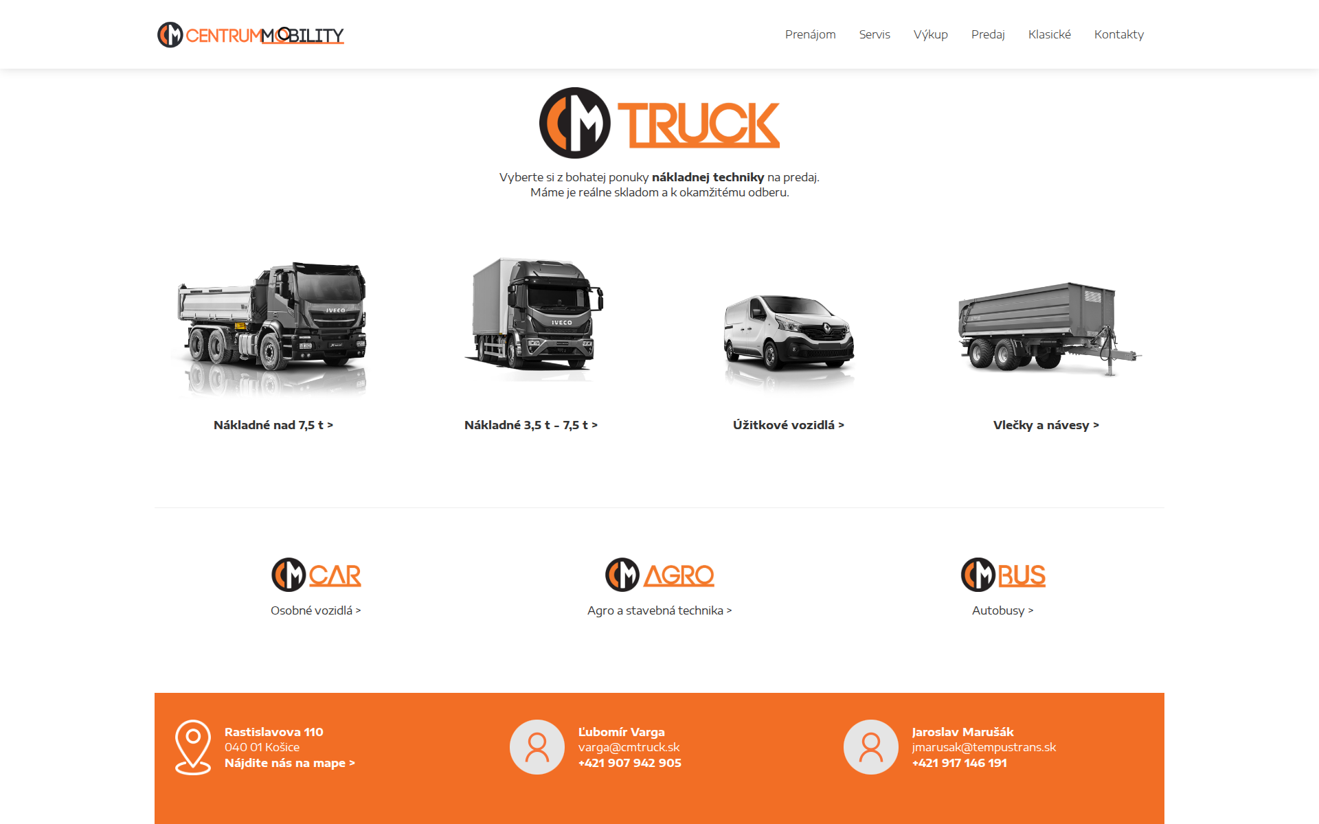 Náhľad webu cmtruck.sk