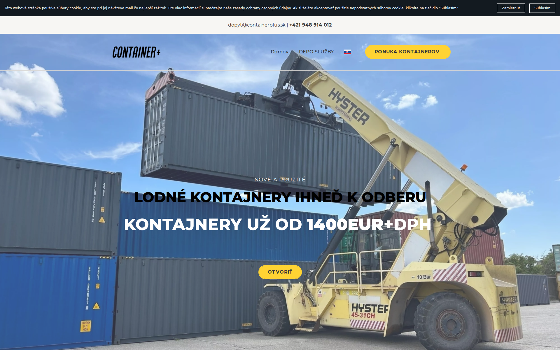 Náhľad webu containerplus.sk