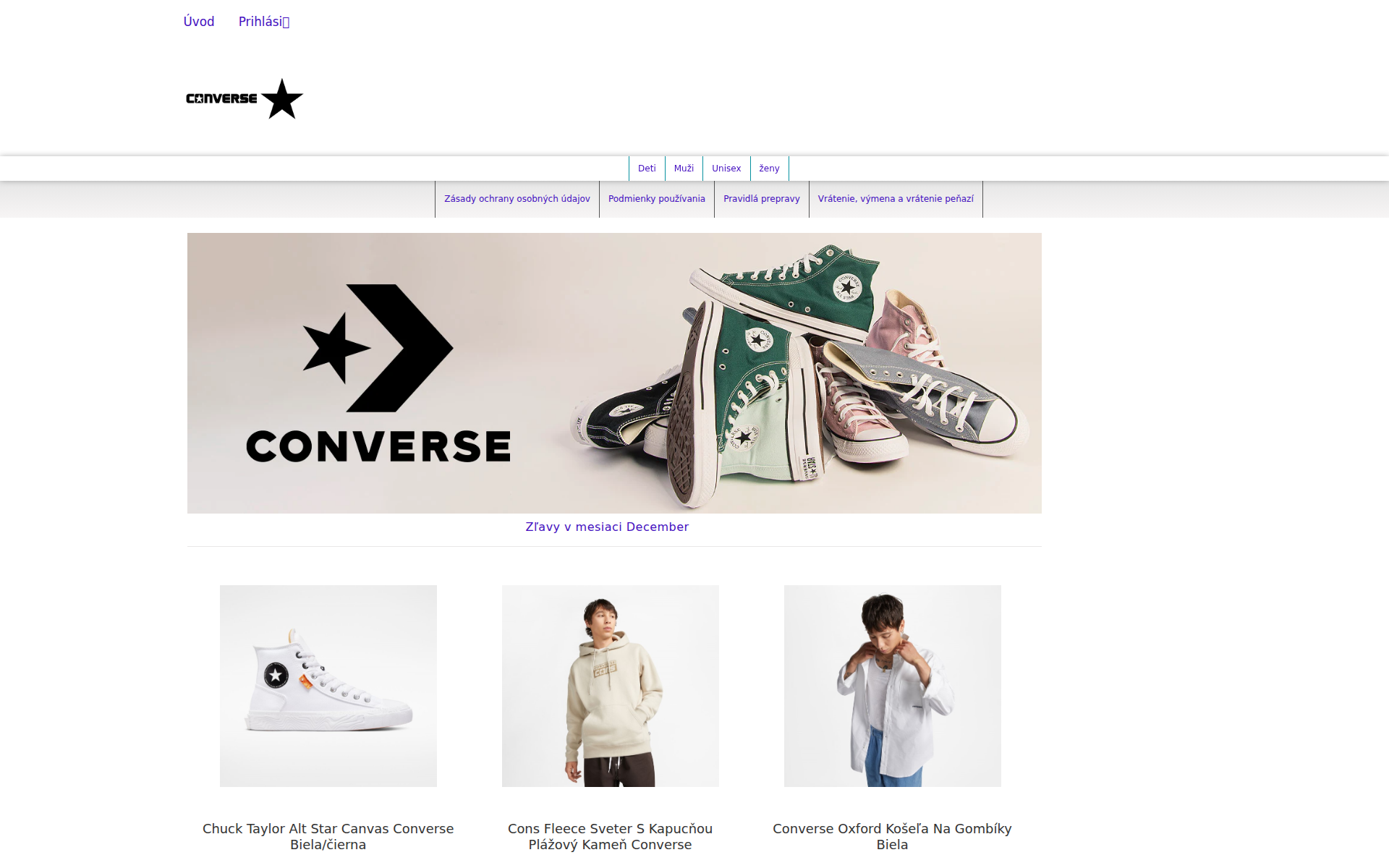 Náhľad webu converseoutlet.sk