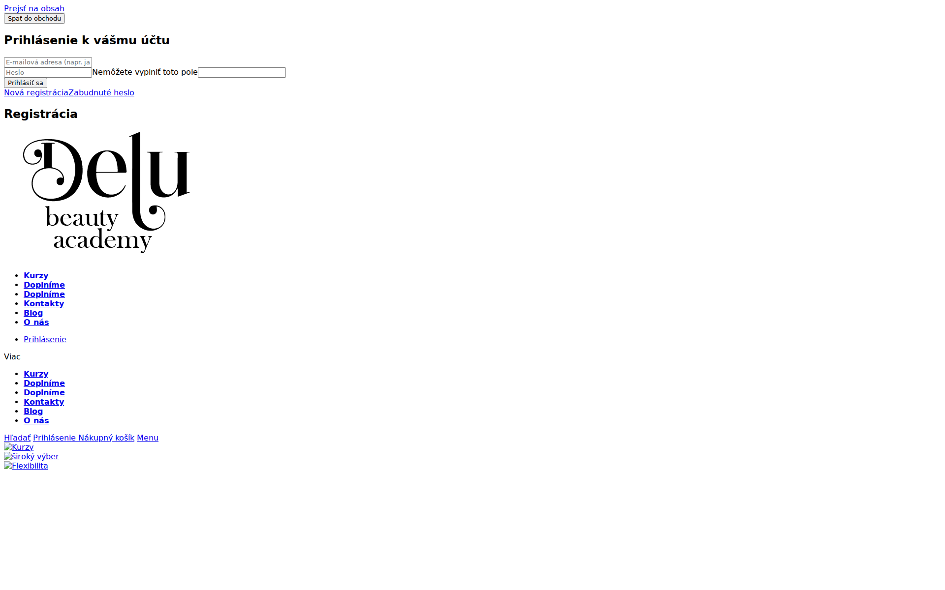 Náhľad webu delubeautyacademy.sk