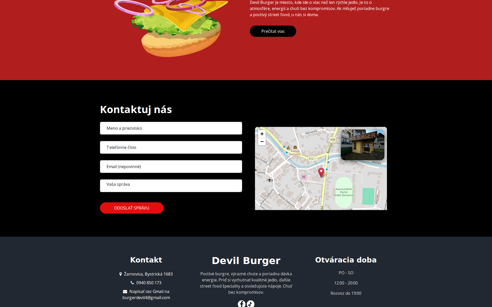 Náhľad webu devilburger.sk