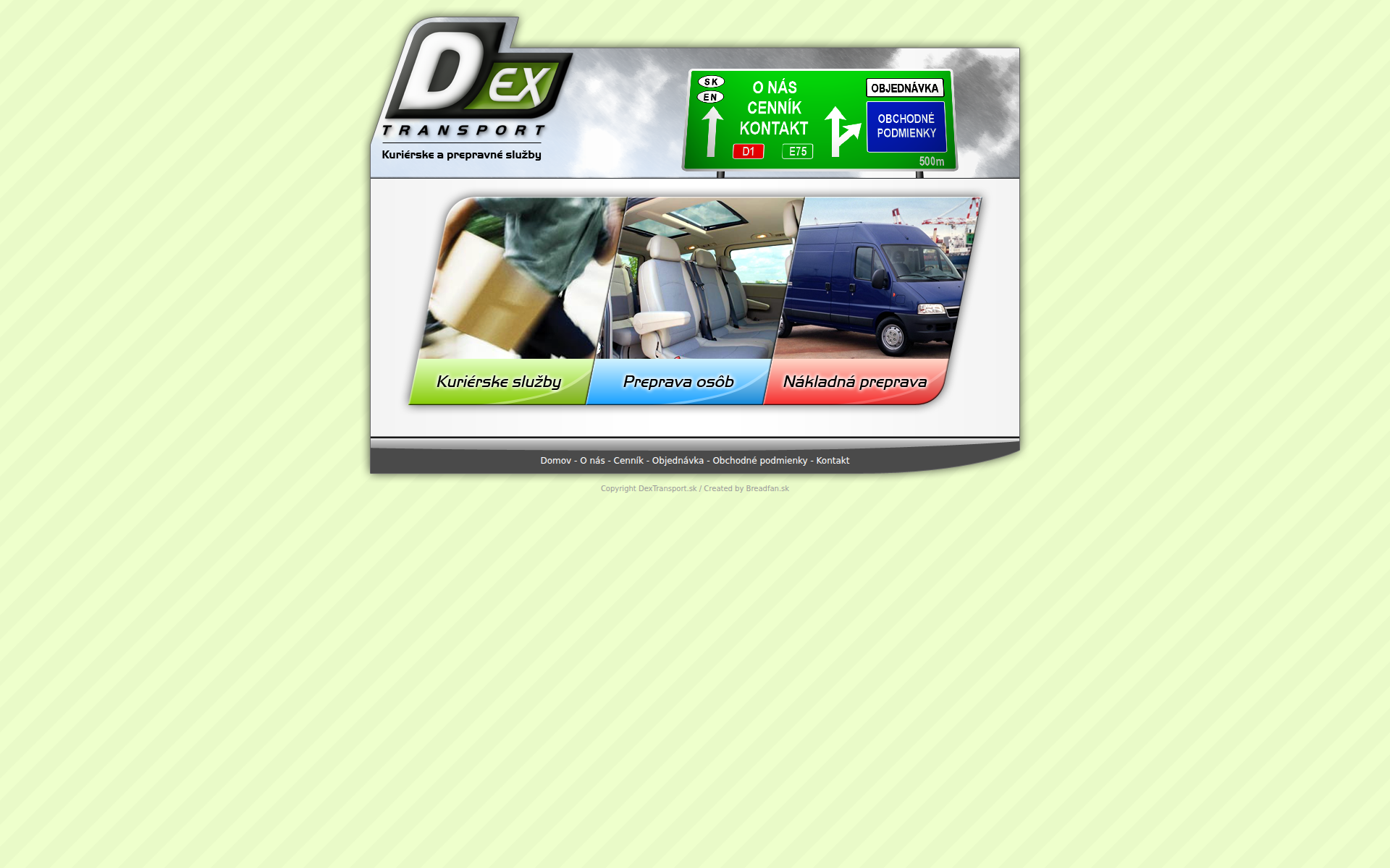 Náhľad webu dextransport.sk