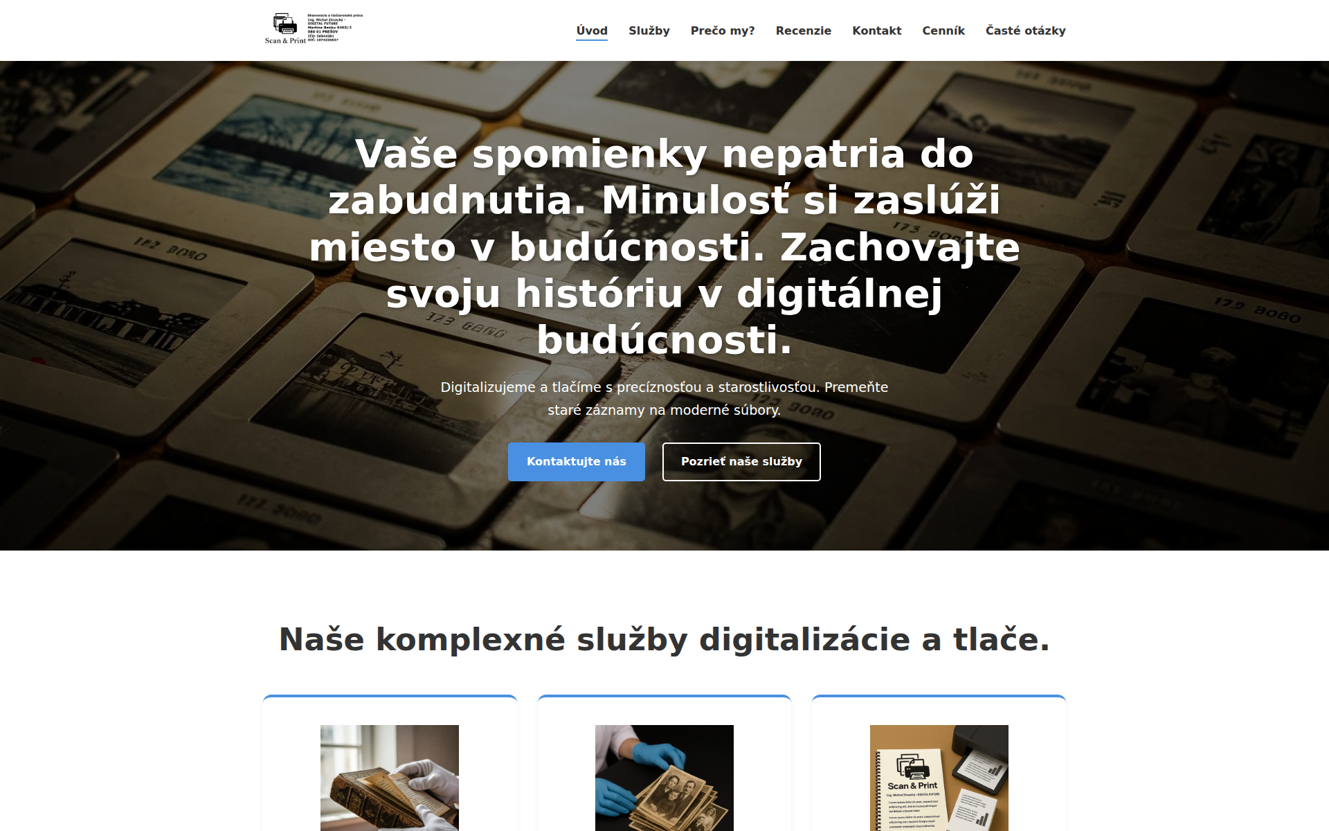 Náhľad webu digitalizujemehistoriu.sk