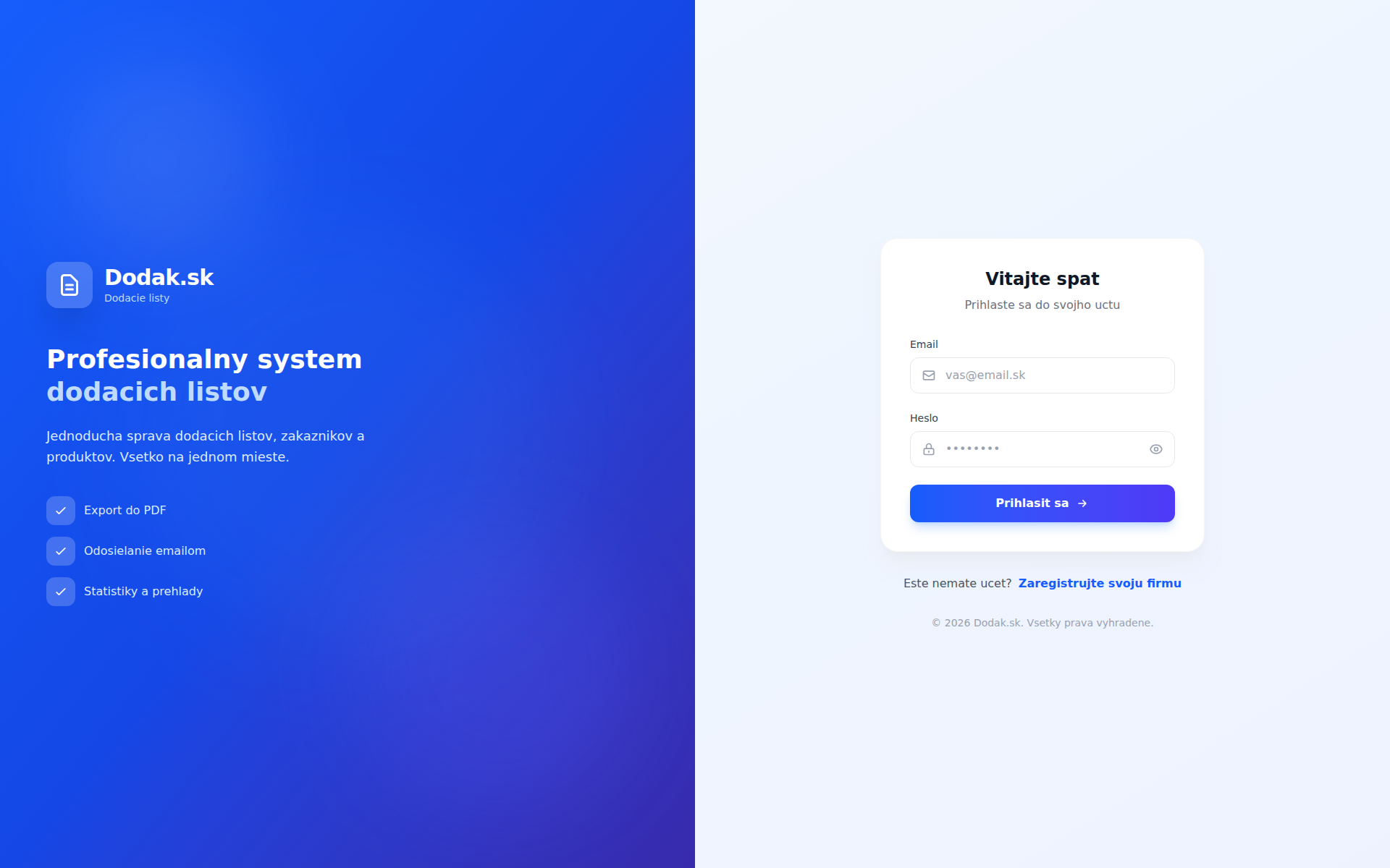 Náhľad webu dodak.sk