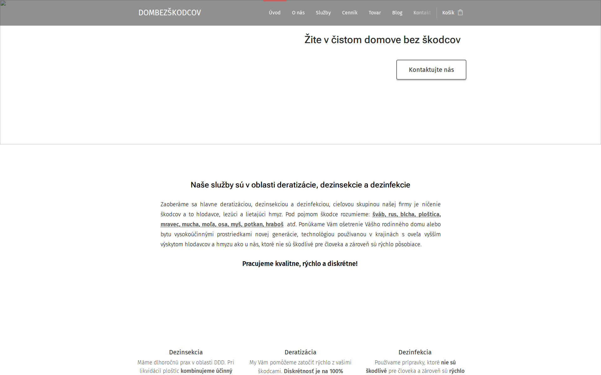 Náhľad webu dombezskodcov.sk