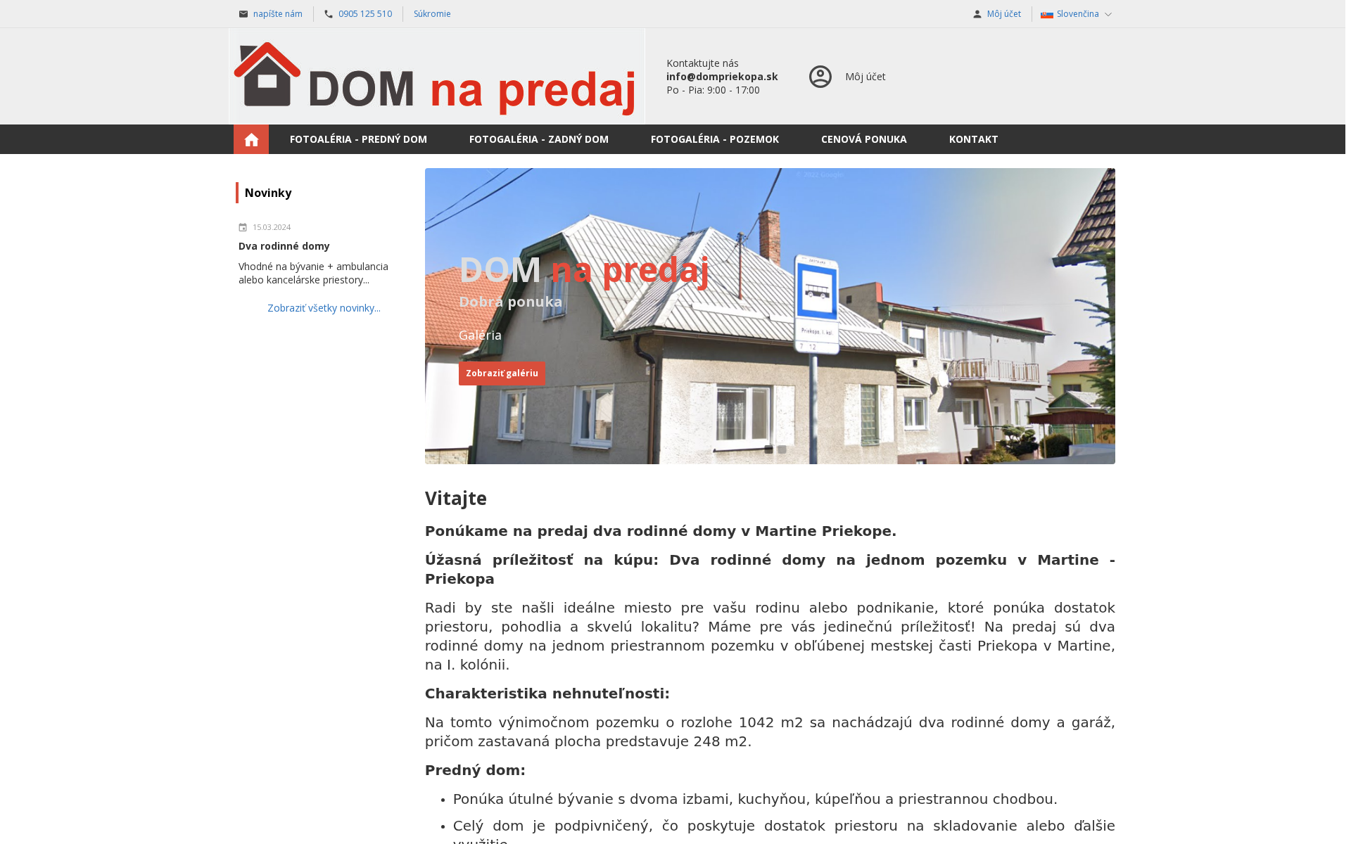 Náhľad webu dompriekopa.sk