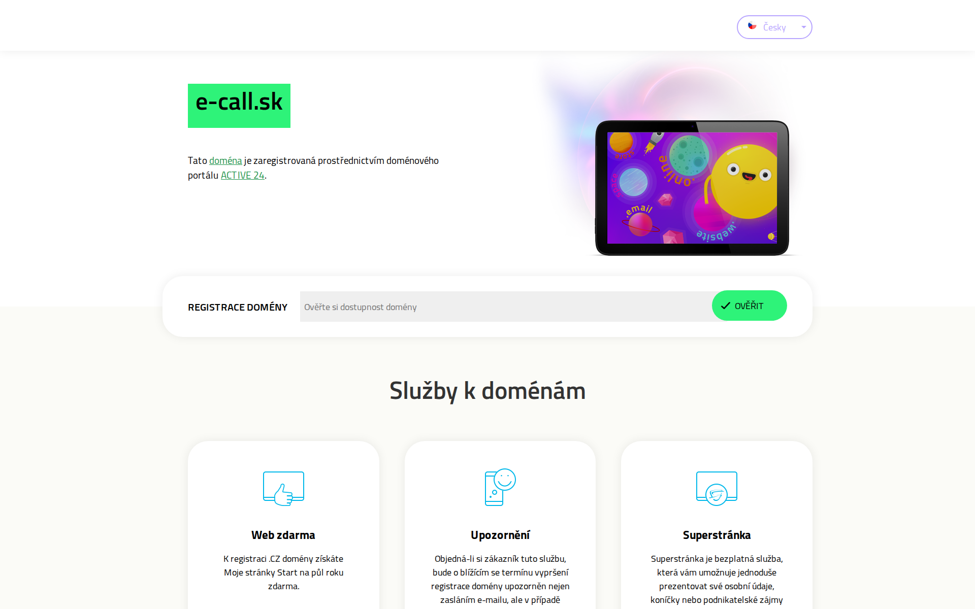 Náhľad webu e-call.sk
