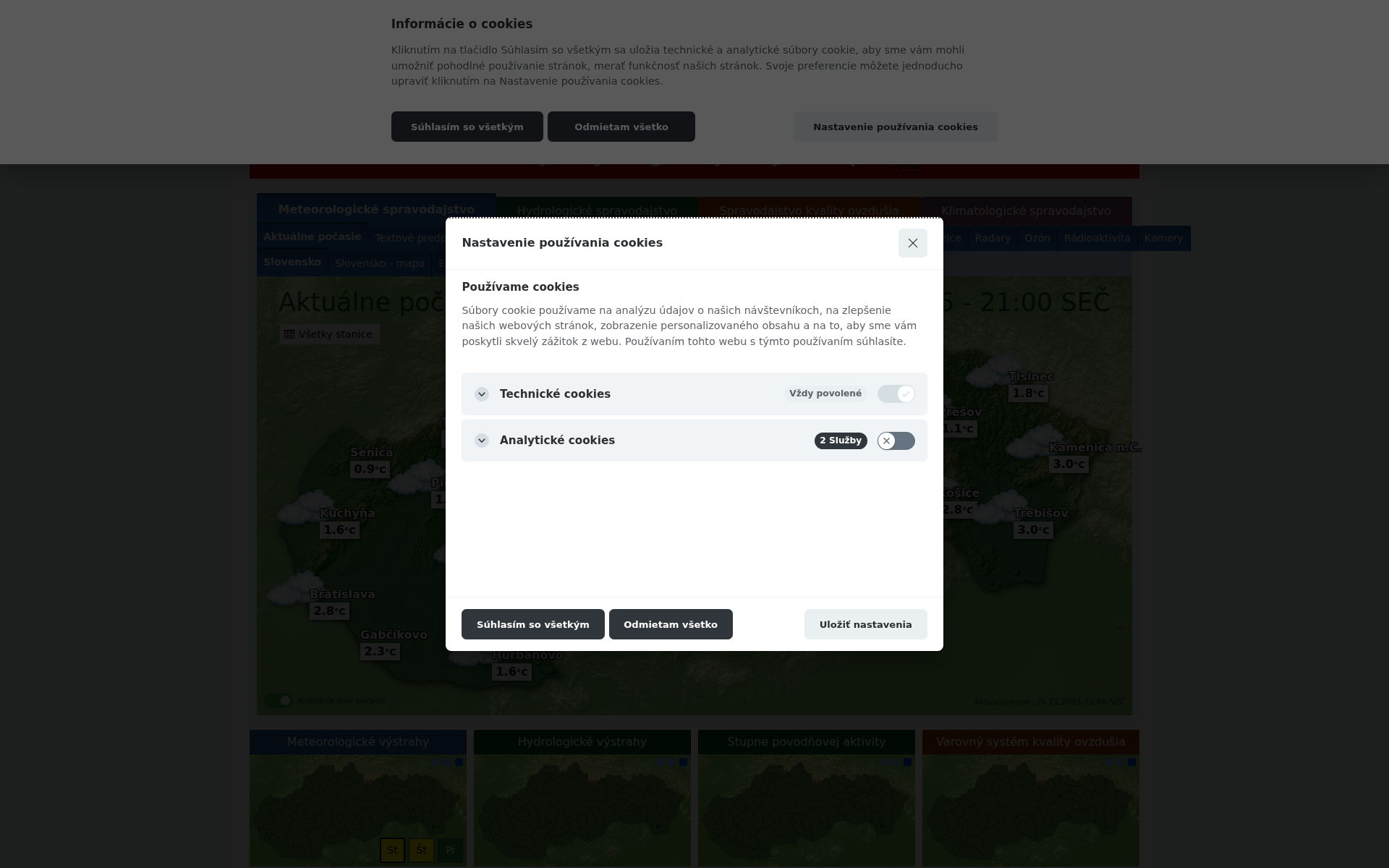 Náhľad webu e-pocasie.sk