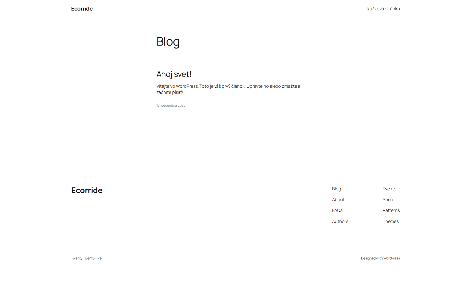 Náhľad webu ecorride.sk