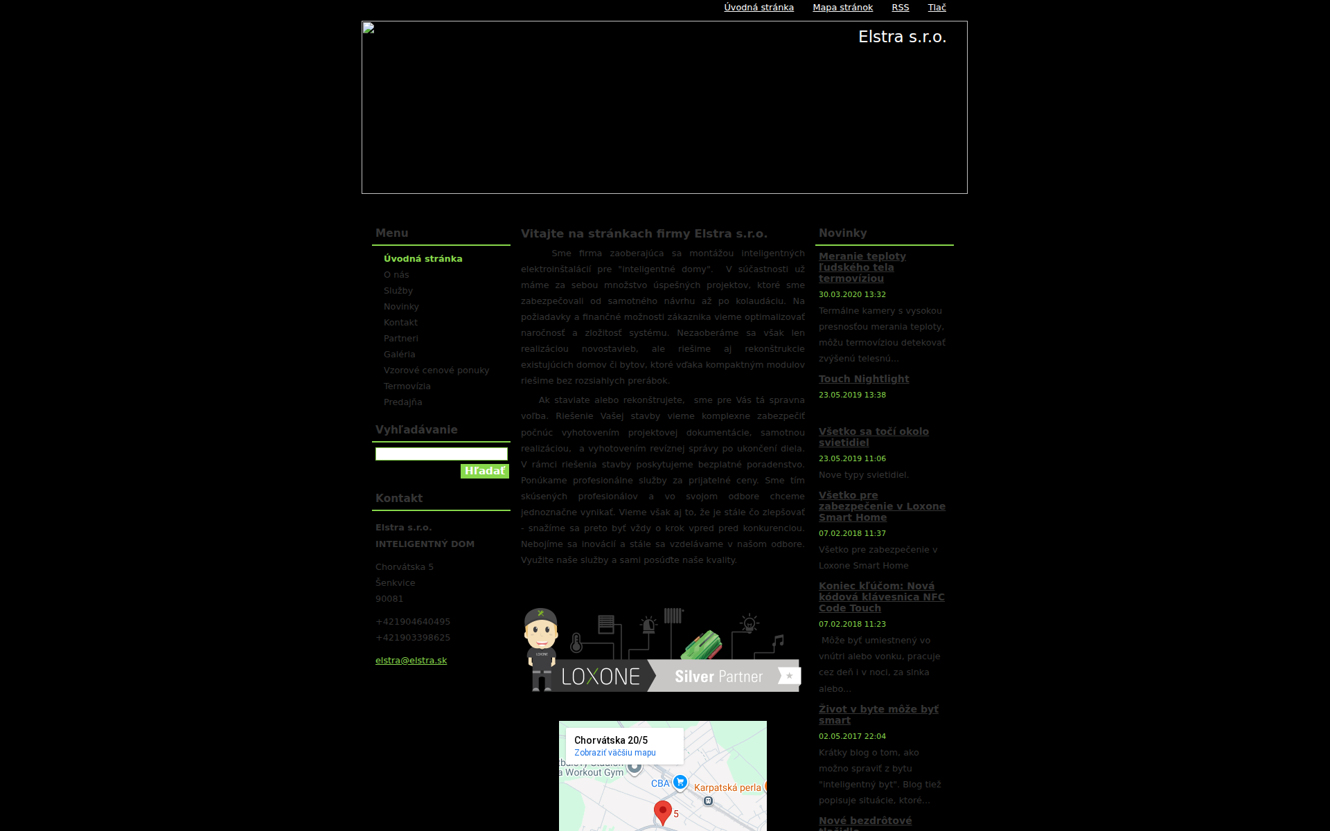 Náhľad webu elstra.sk