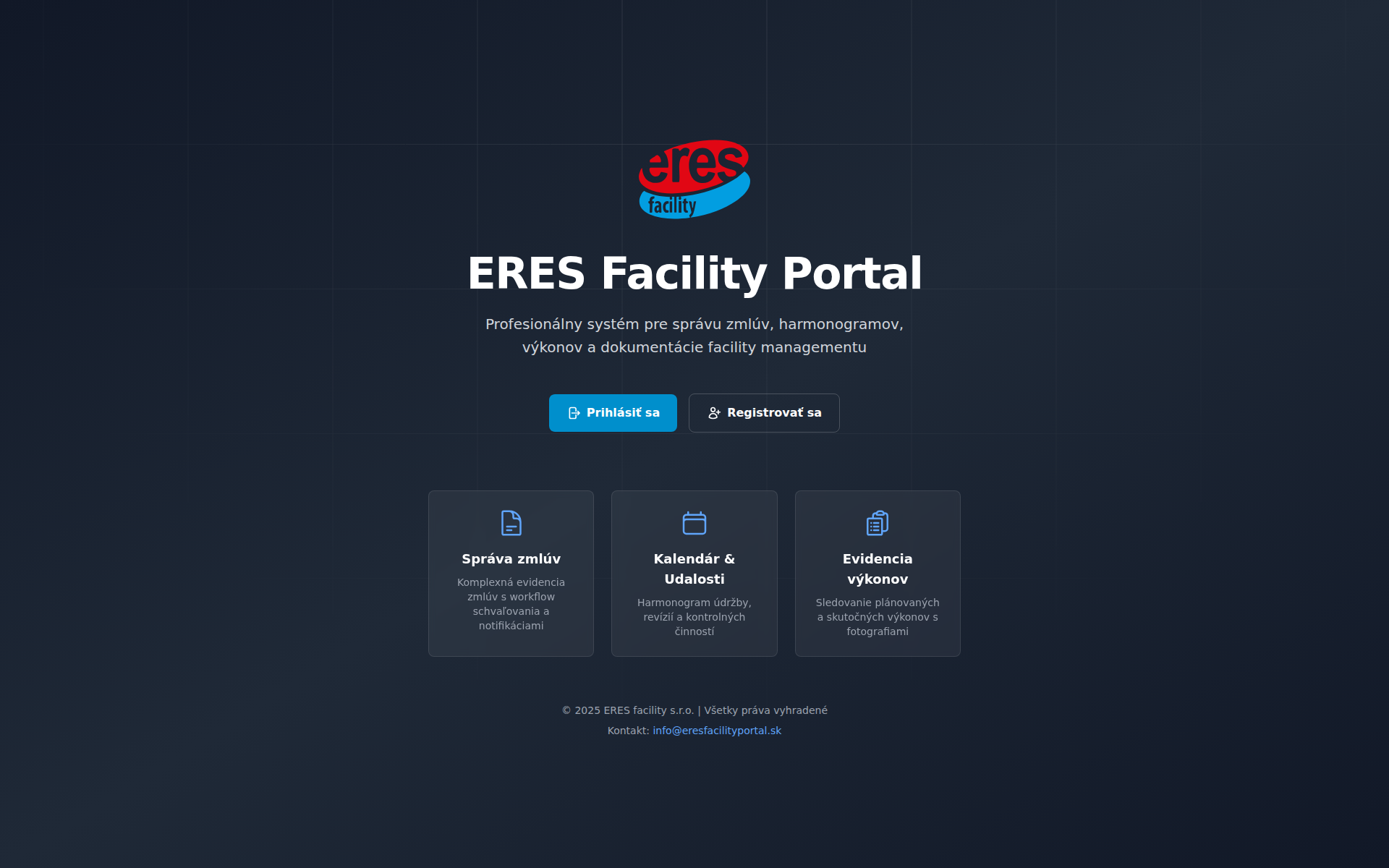 Náhľad webu eresfacilityportal.sk