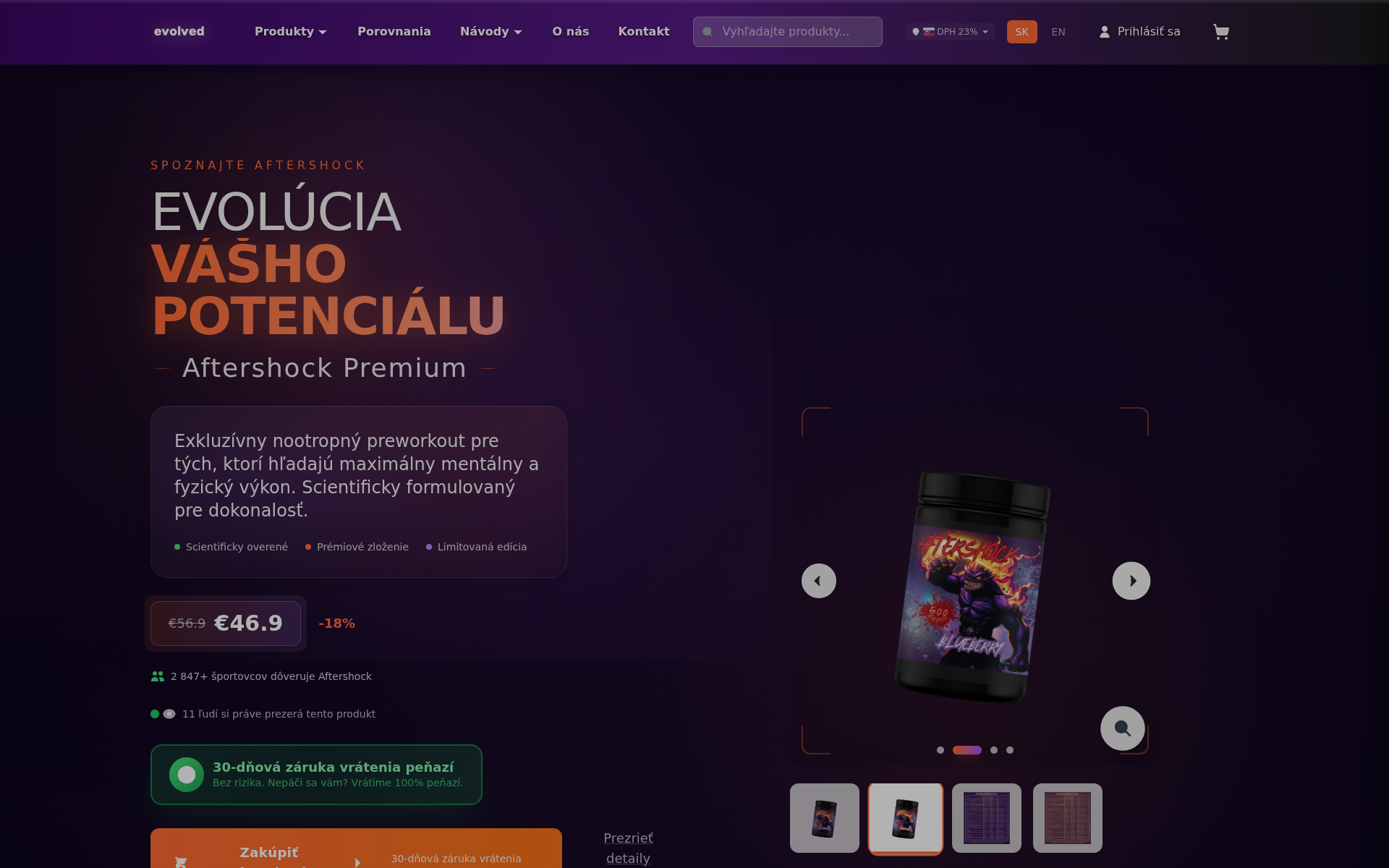 Náhľad webu evolved.sk