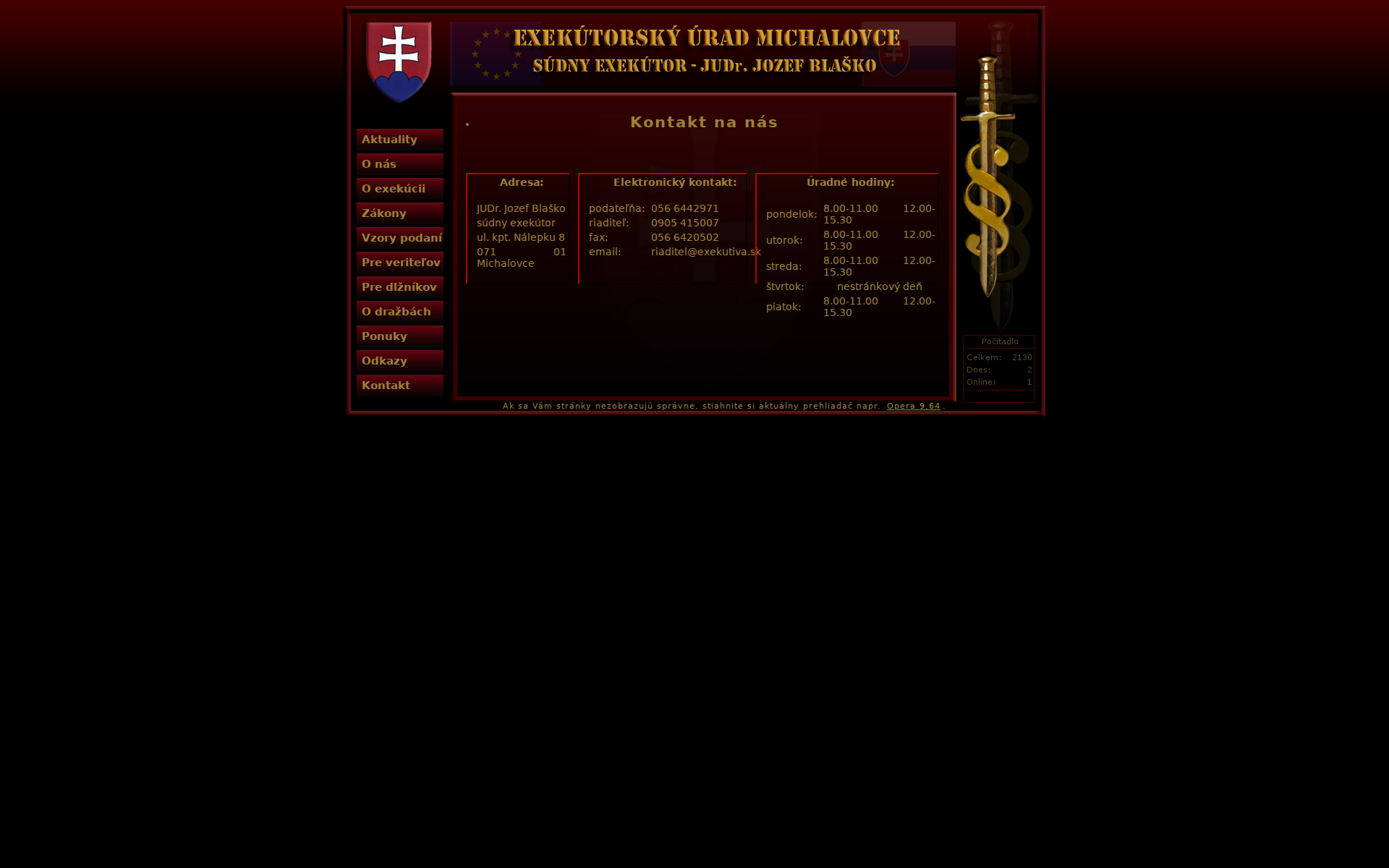 Náhľad webu exekutiva.sk