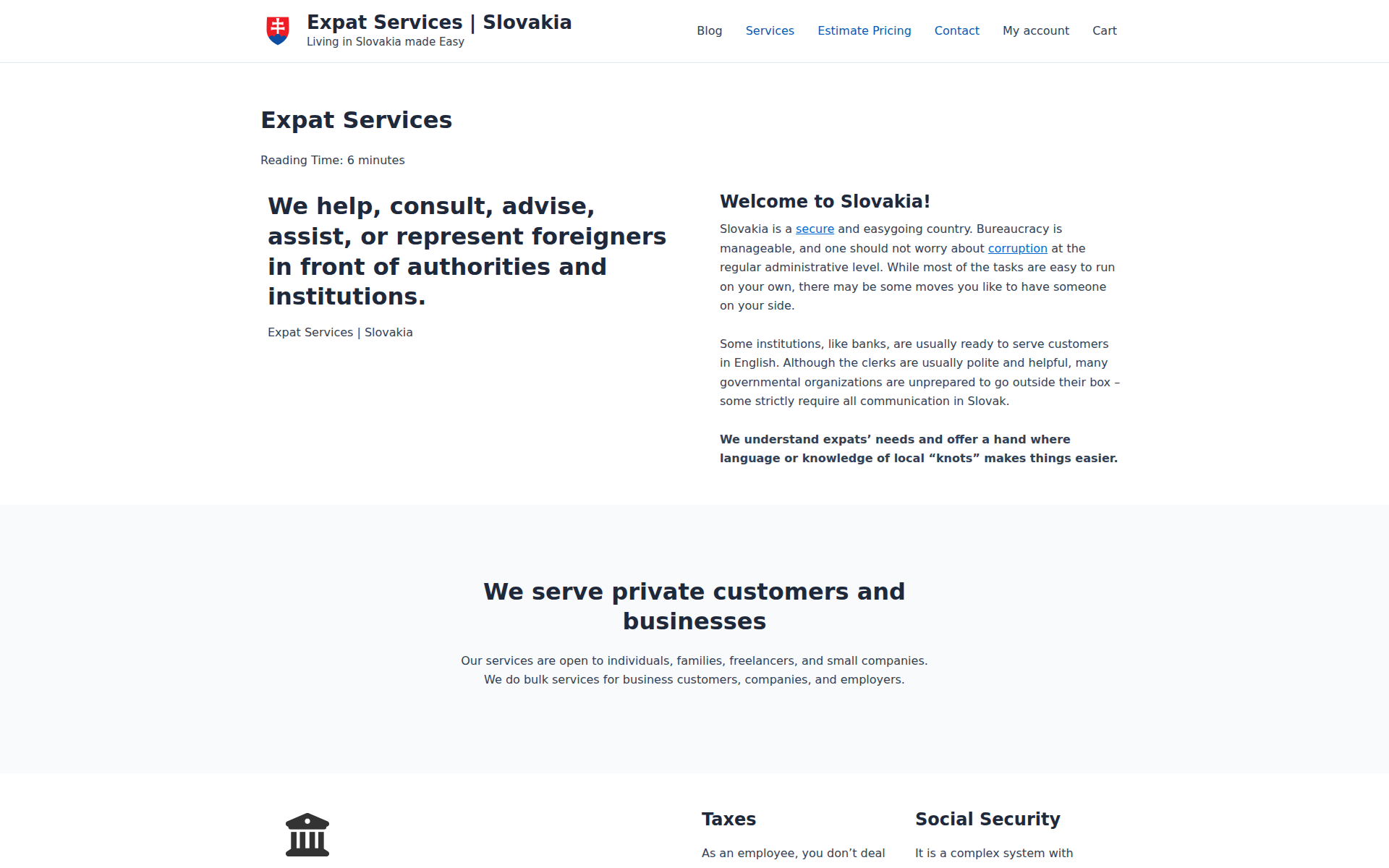 Náhľad webu expatservices.sk