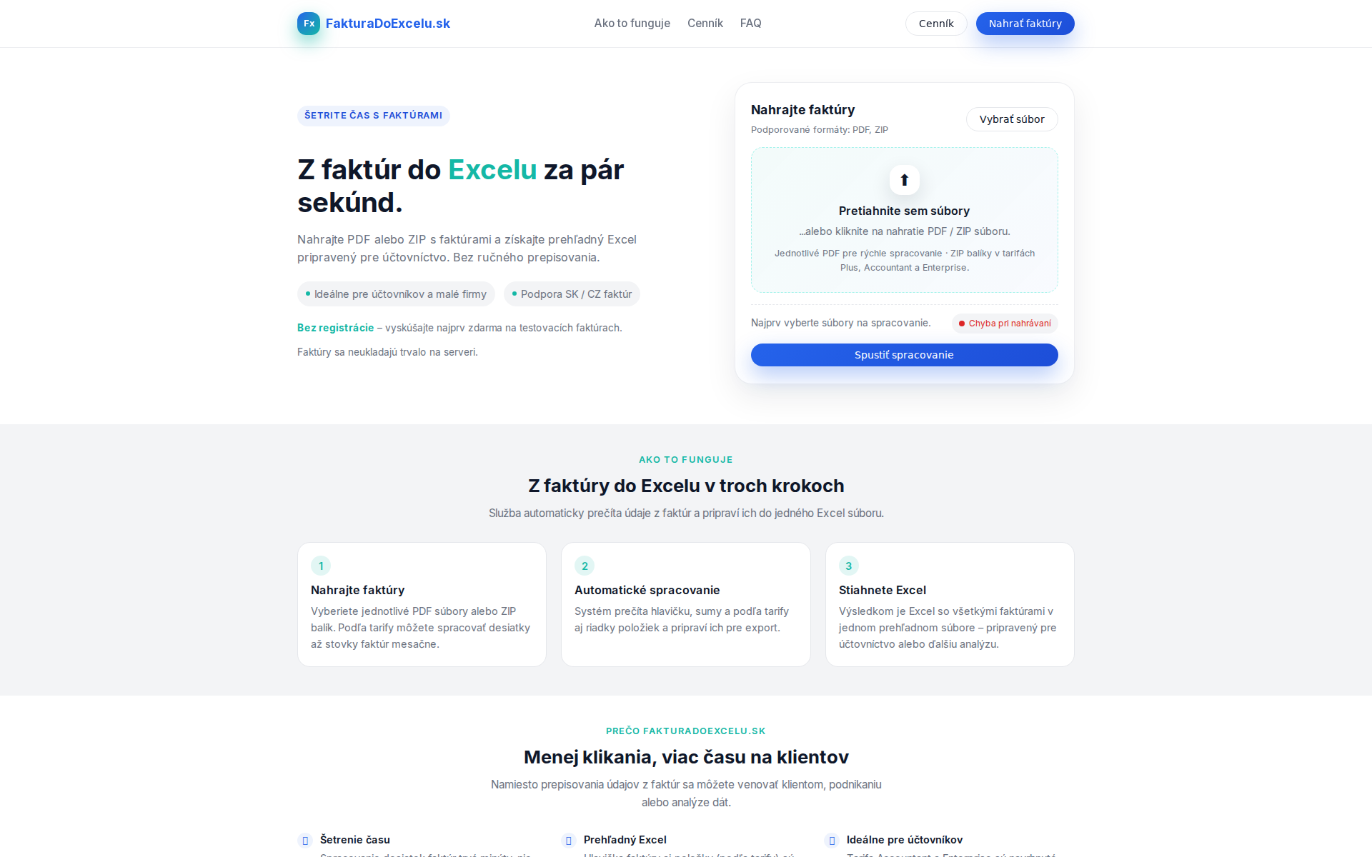 Náhľad webu fakturadoexcelu.sk